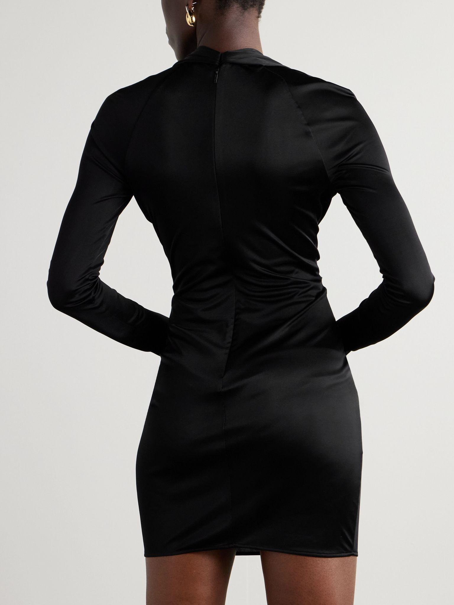 Embellished jersey mini dress Black - 3