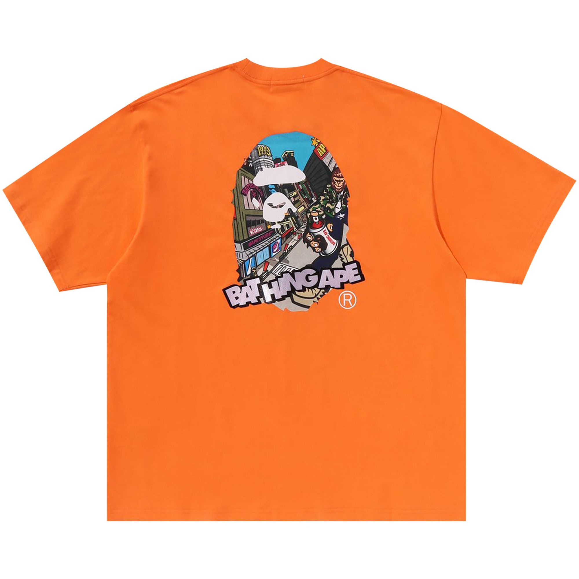 BAPE Comic Art Ape Head Relaxed Fit Tee 'Orange' - 2