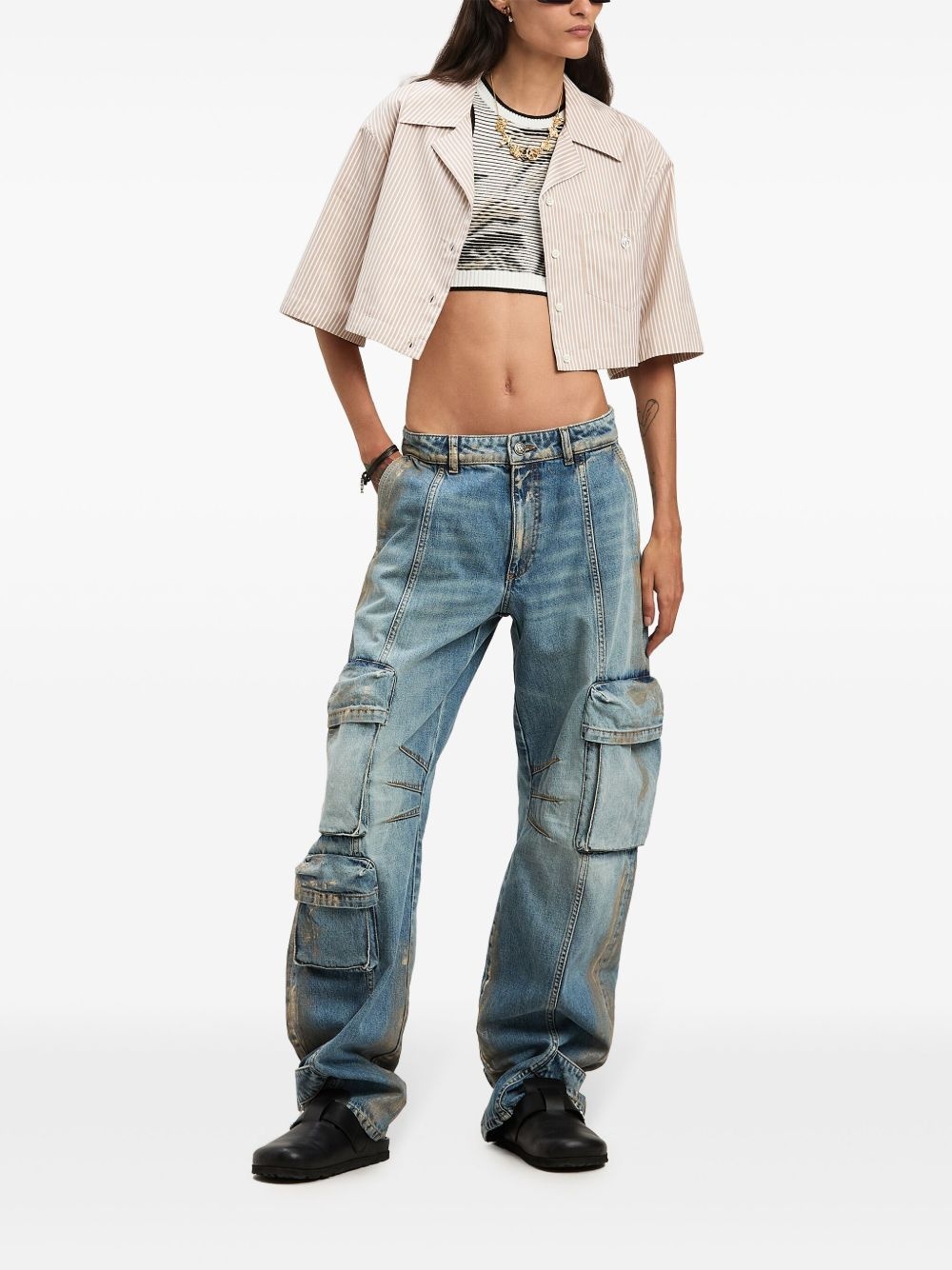 palms-jacquard crop top - 2