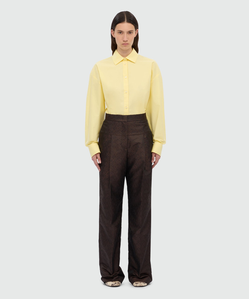 MSGM Brown wide-leg jacquard trousers with python print. outlook