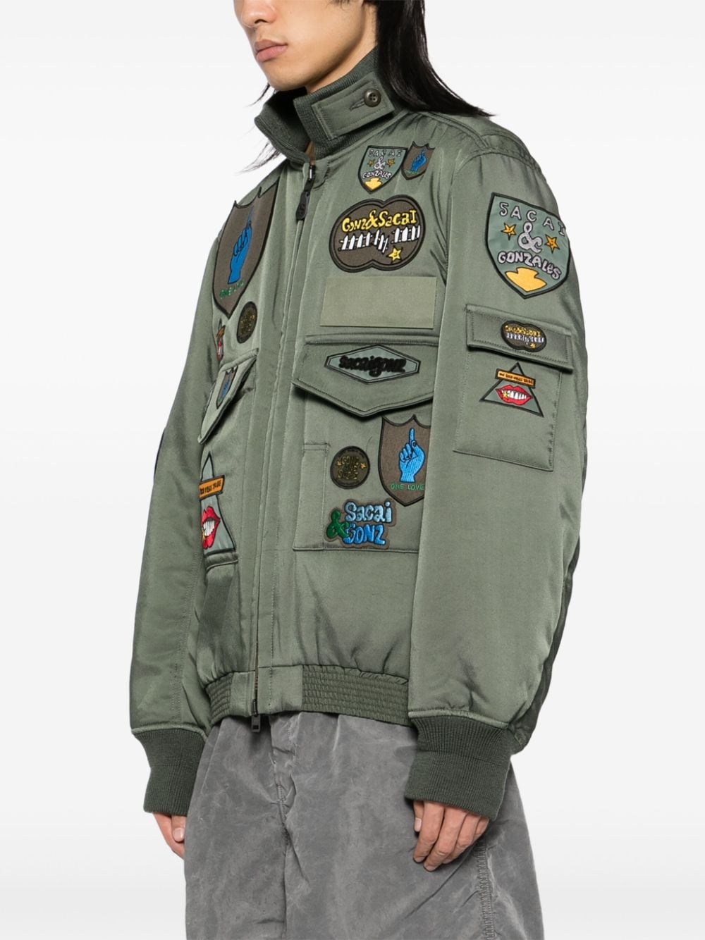 logo patched bomber jacket - 3