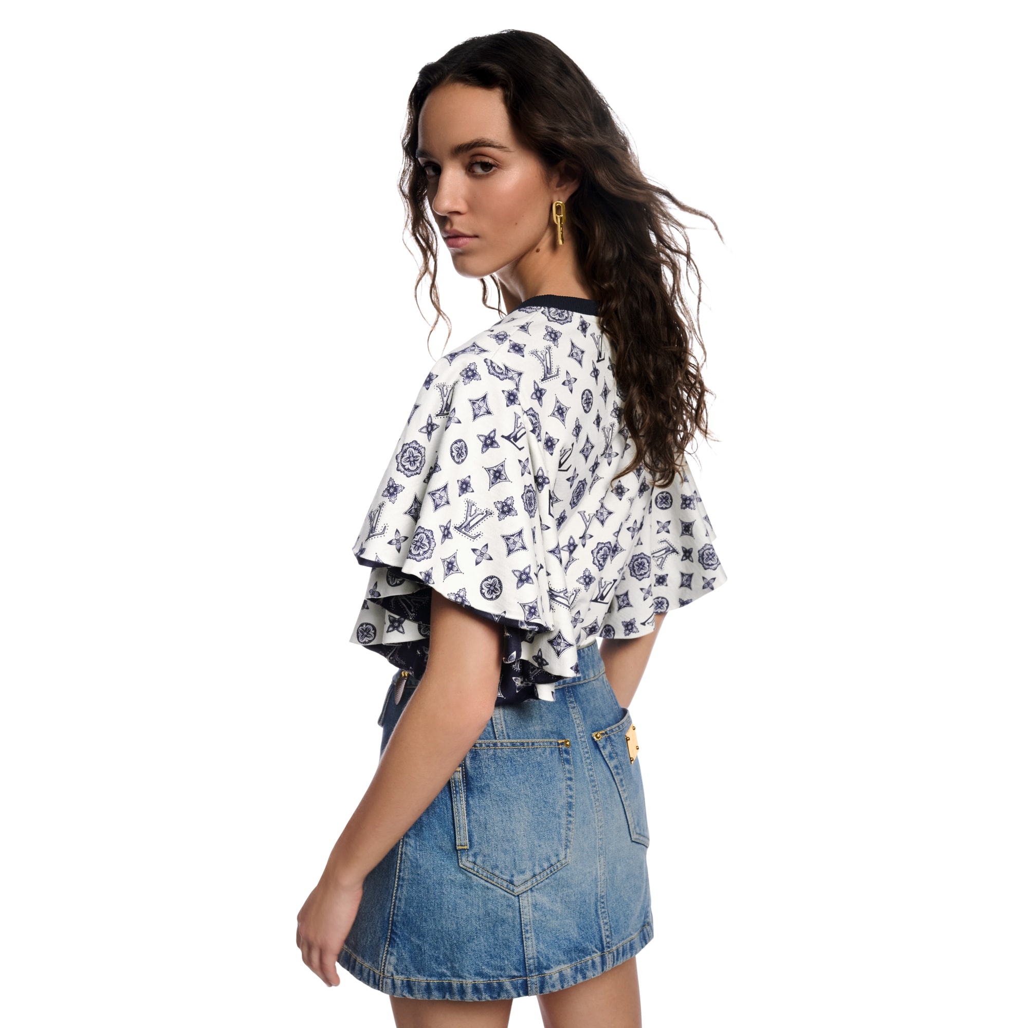 Monogram Flounce Sleeve T-Shirt - 5