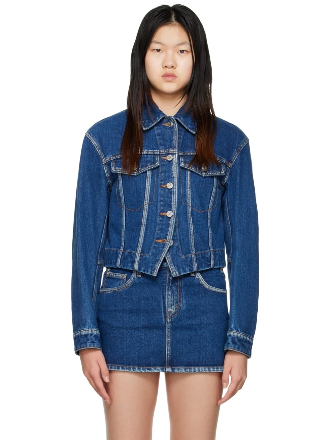 Blue V-Line Denim Jacket - 1