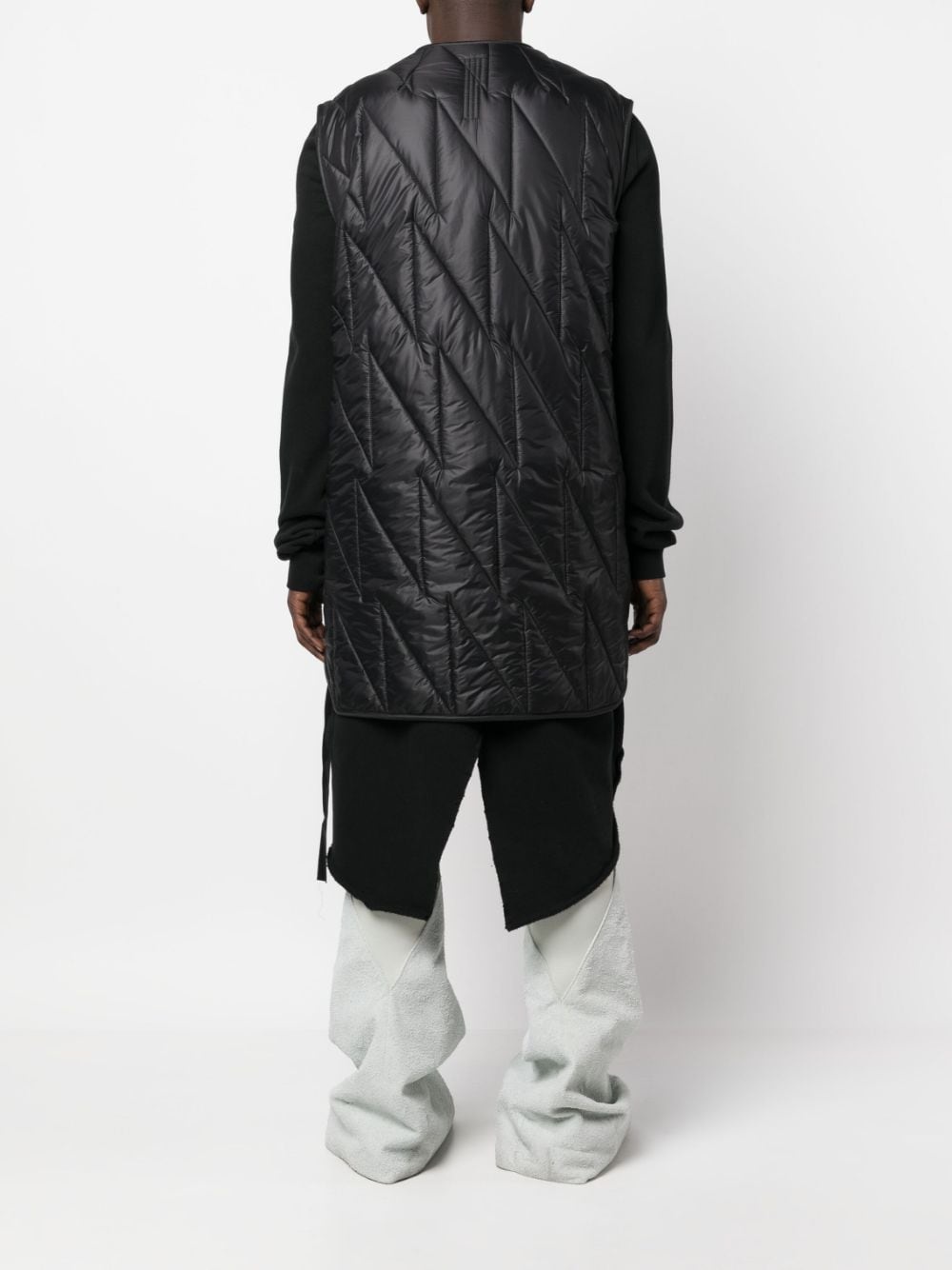 quilted mid-length gilet - 4