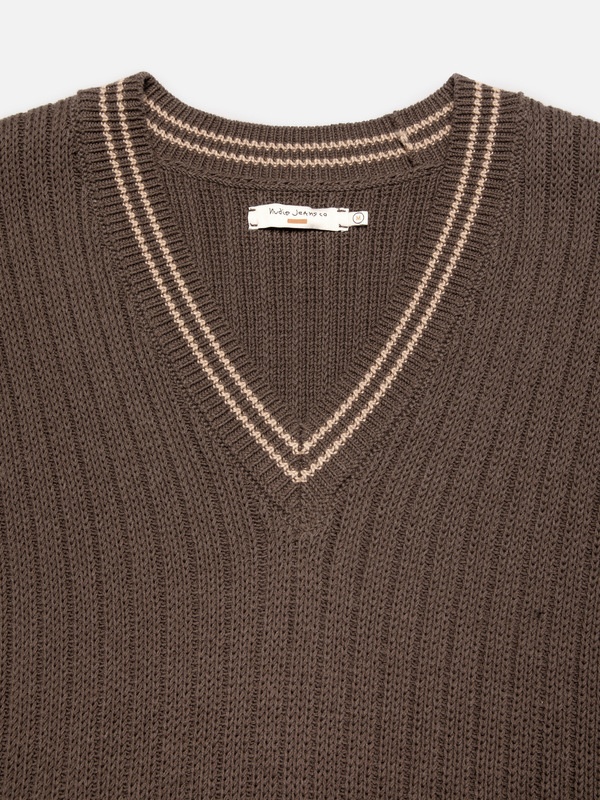 Sverre Knitted Vest Brownmelange - 4