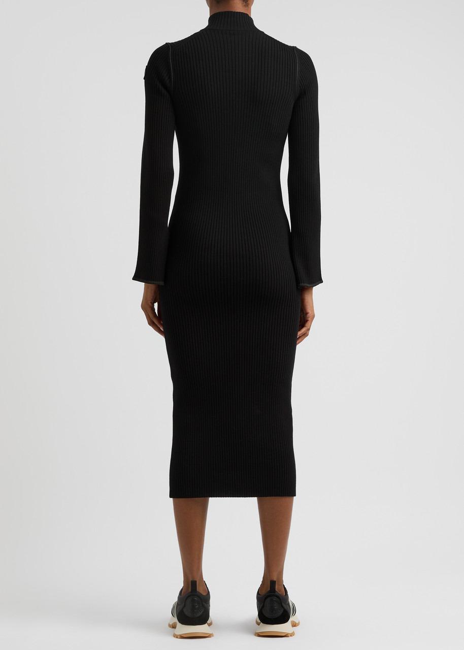 Moncler Logo Ribbed-knit Midi Dress - 3