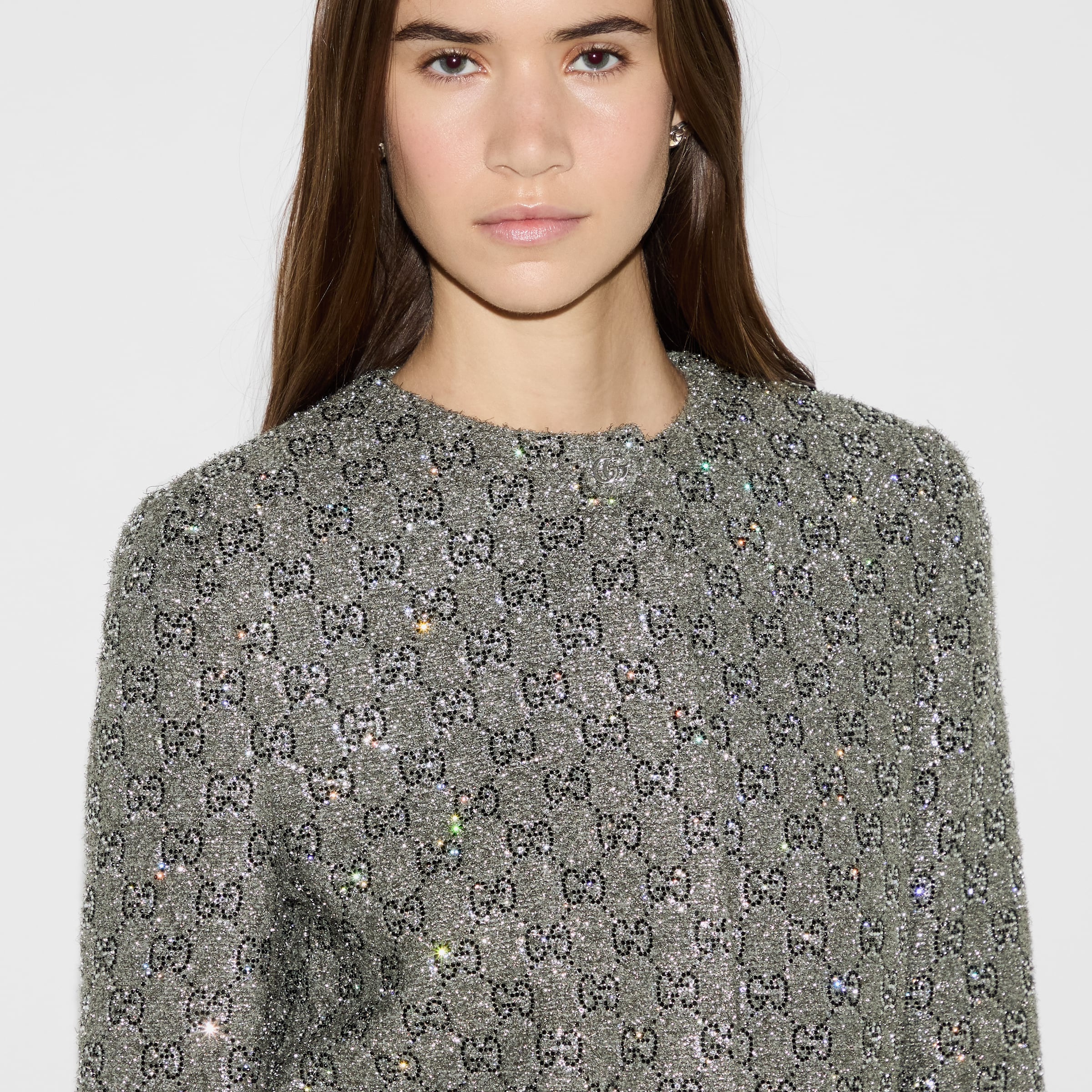 Embroidered GG wool tweed jacket - 5