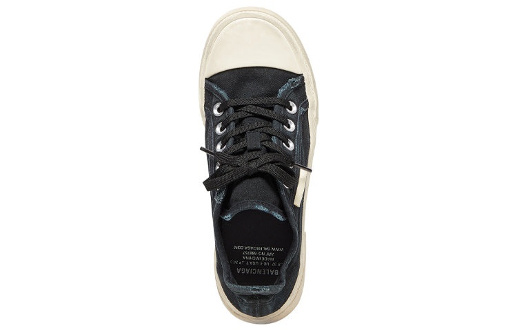 Balenciaga Paris Low Top Sneakers 'Black Destroyed Cotton and White Rubber' 688754W3RC21090 - 3