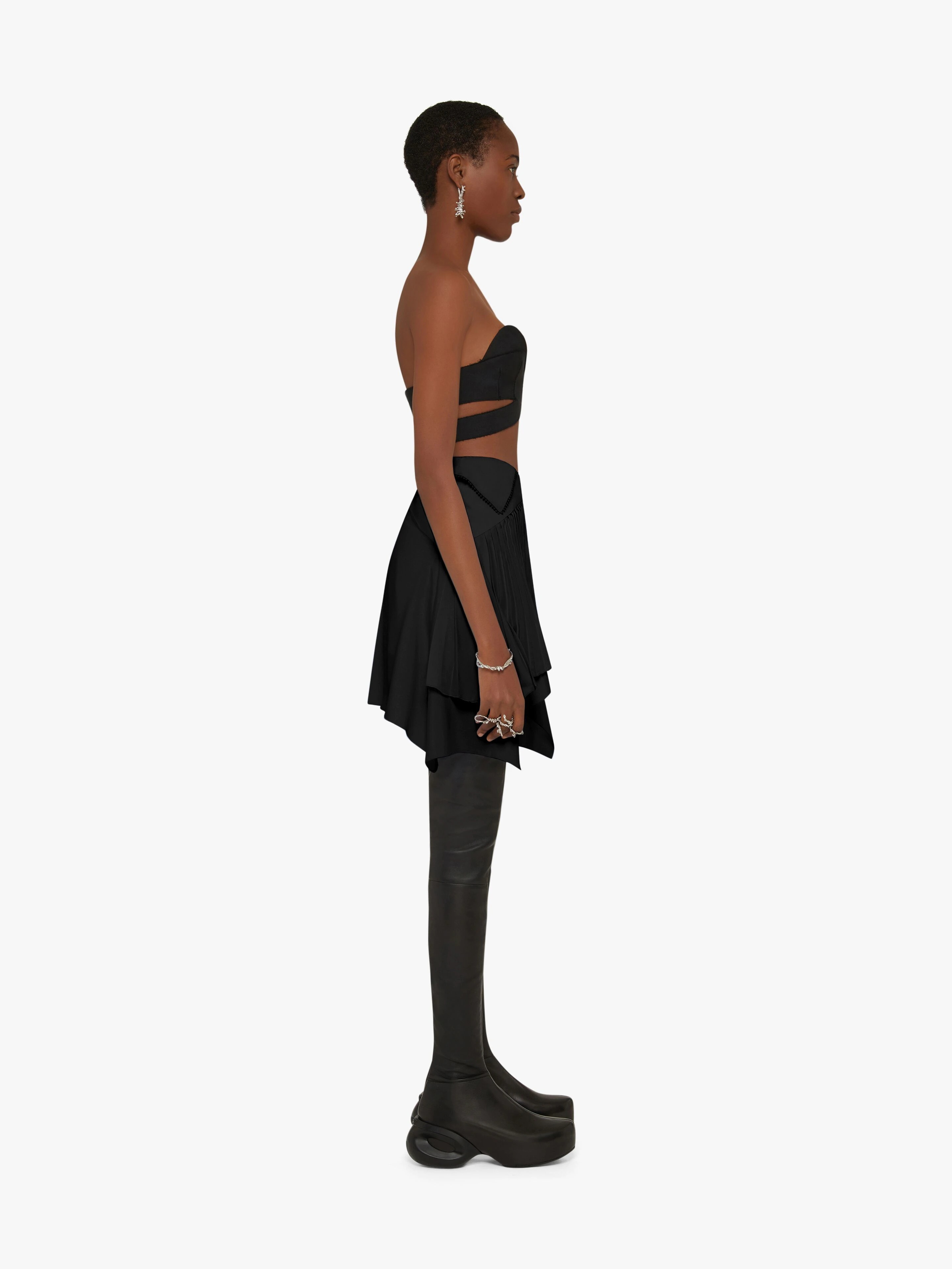 SKIRT IN CREPE DE CHINE WITH PLEATS - 3