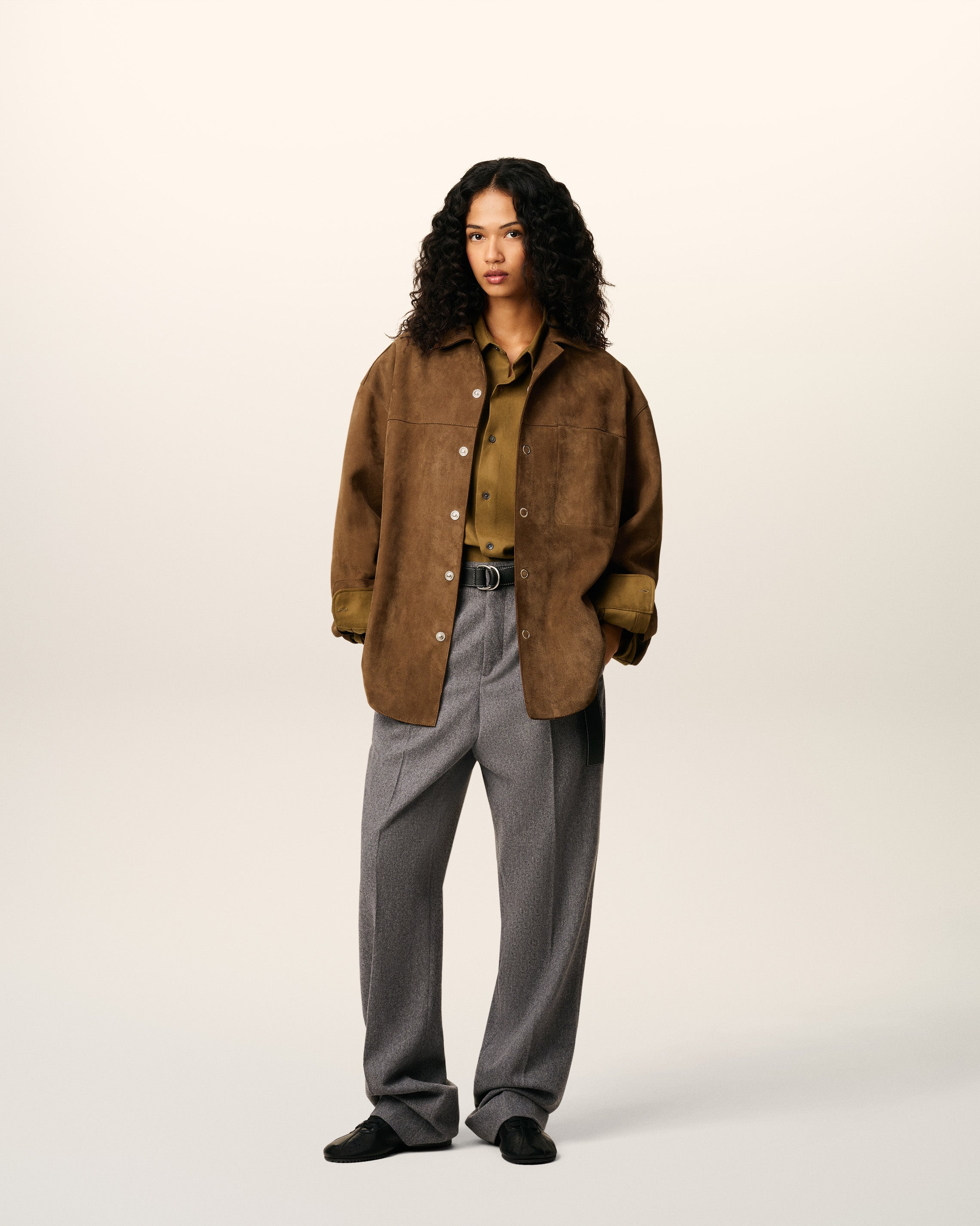 BROWN LEATHER OVERSHIRT - 2