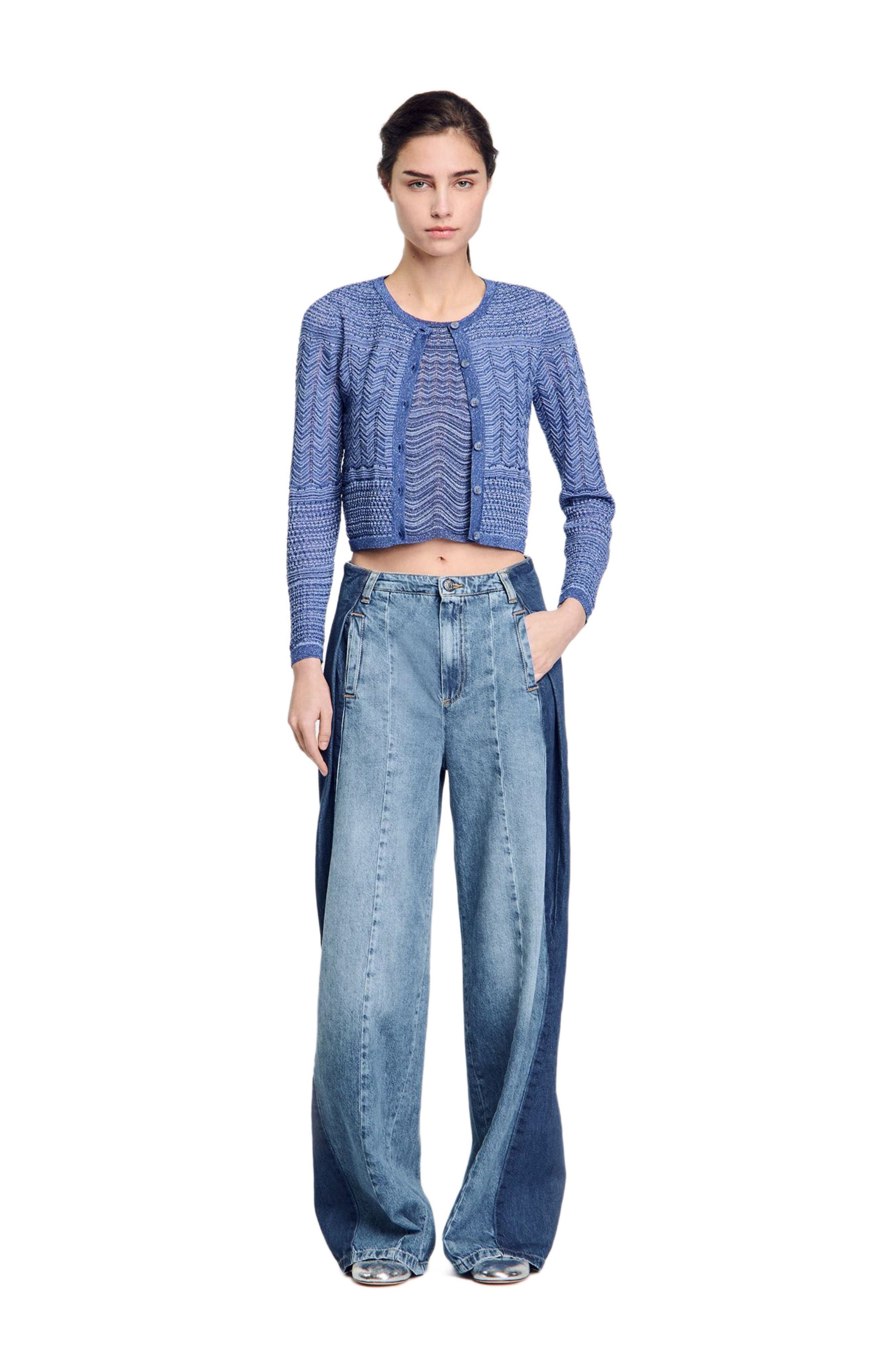 SANDRO Glitter knit cardigan in Royal Blue at Nordstrom - 6
