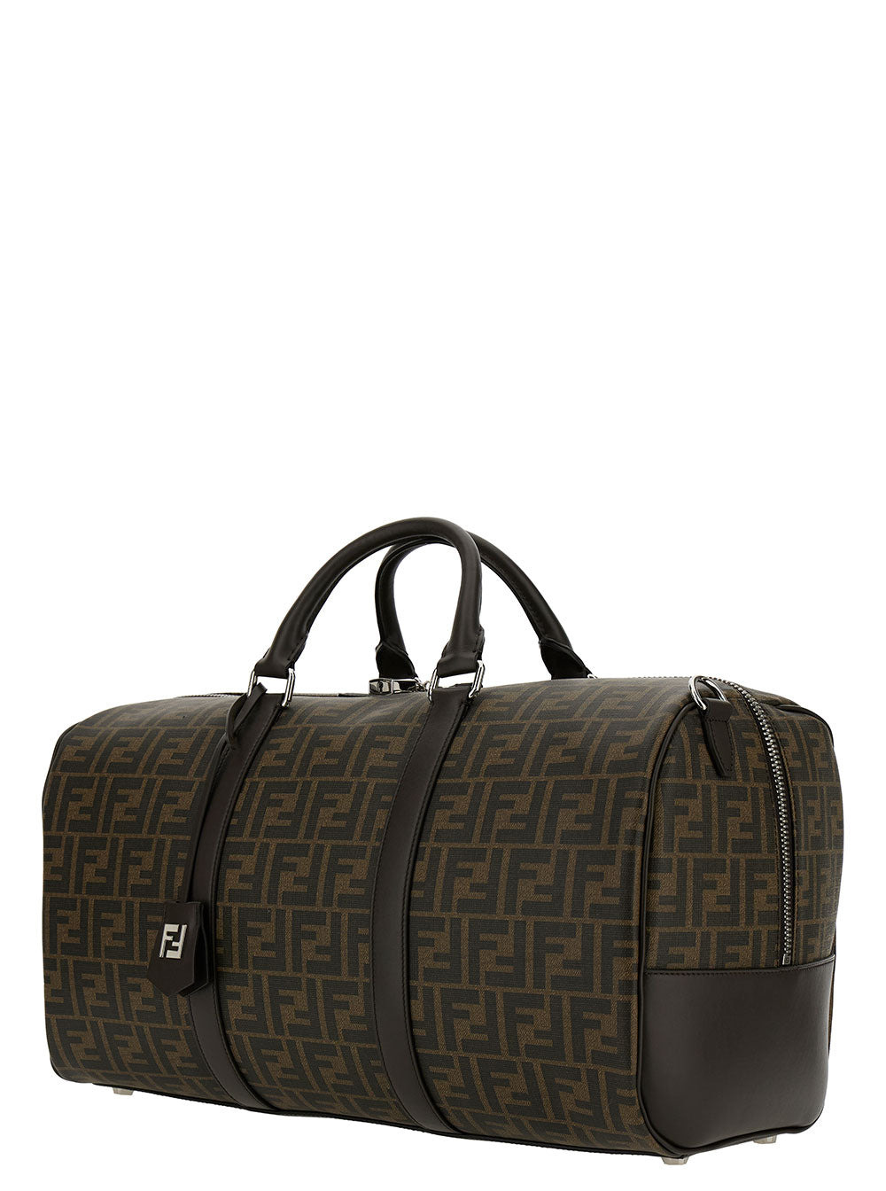 Fendi Men 'Large Duffle' Brown Travel Bag With Ff Motif In Fabric Man - 2