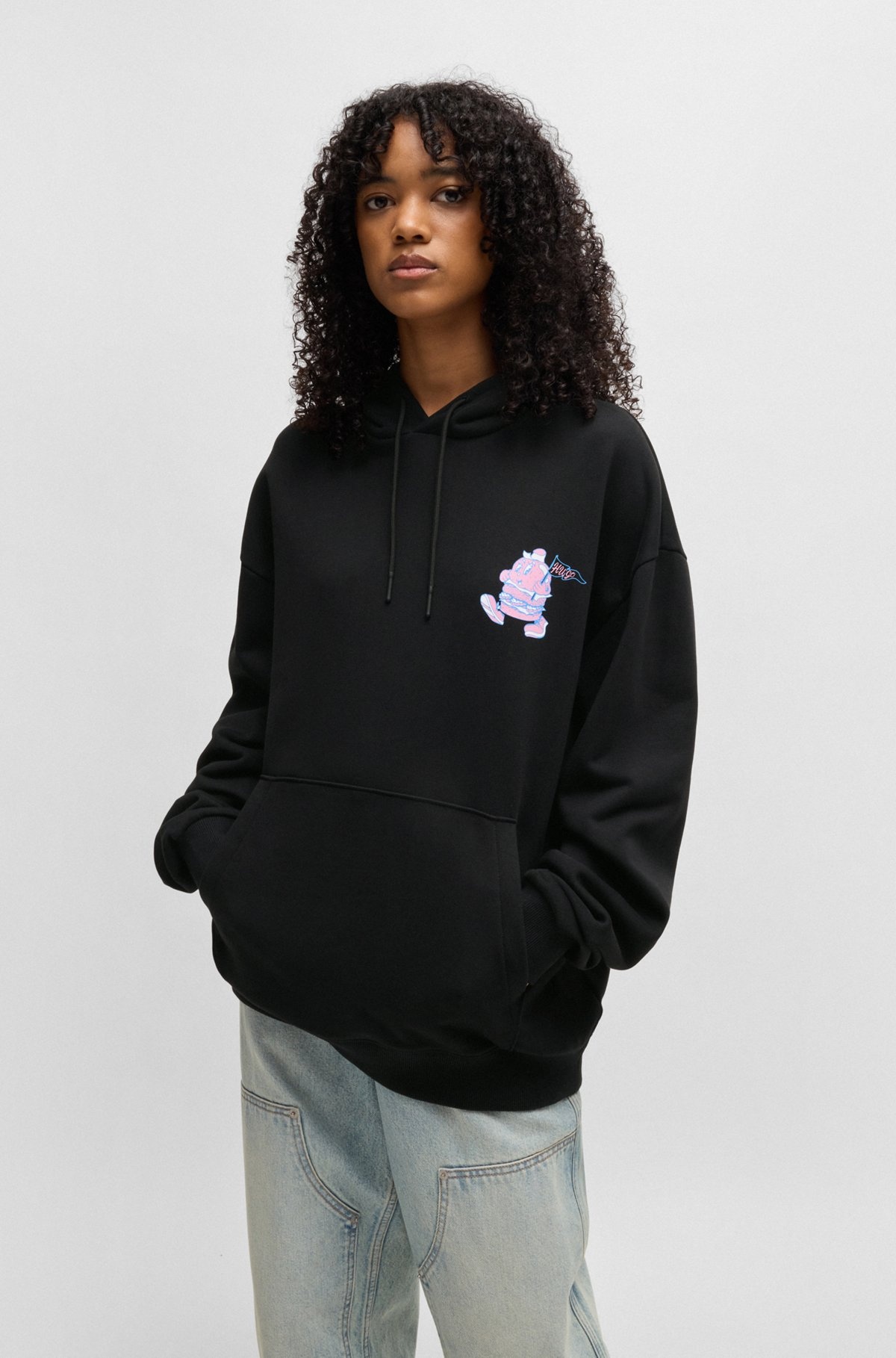 COTTON-TERRY HOODIE WITH STREET-FOOD GRAPHICS - 3