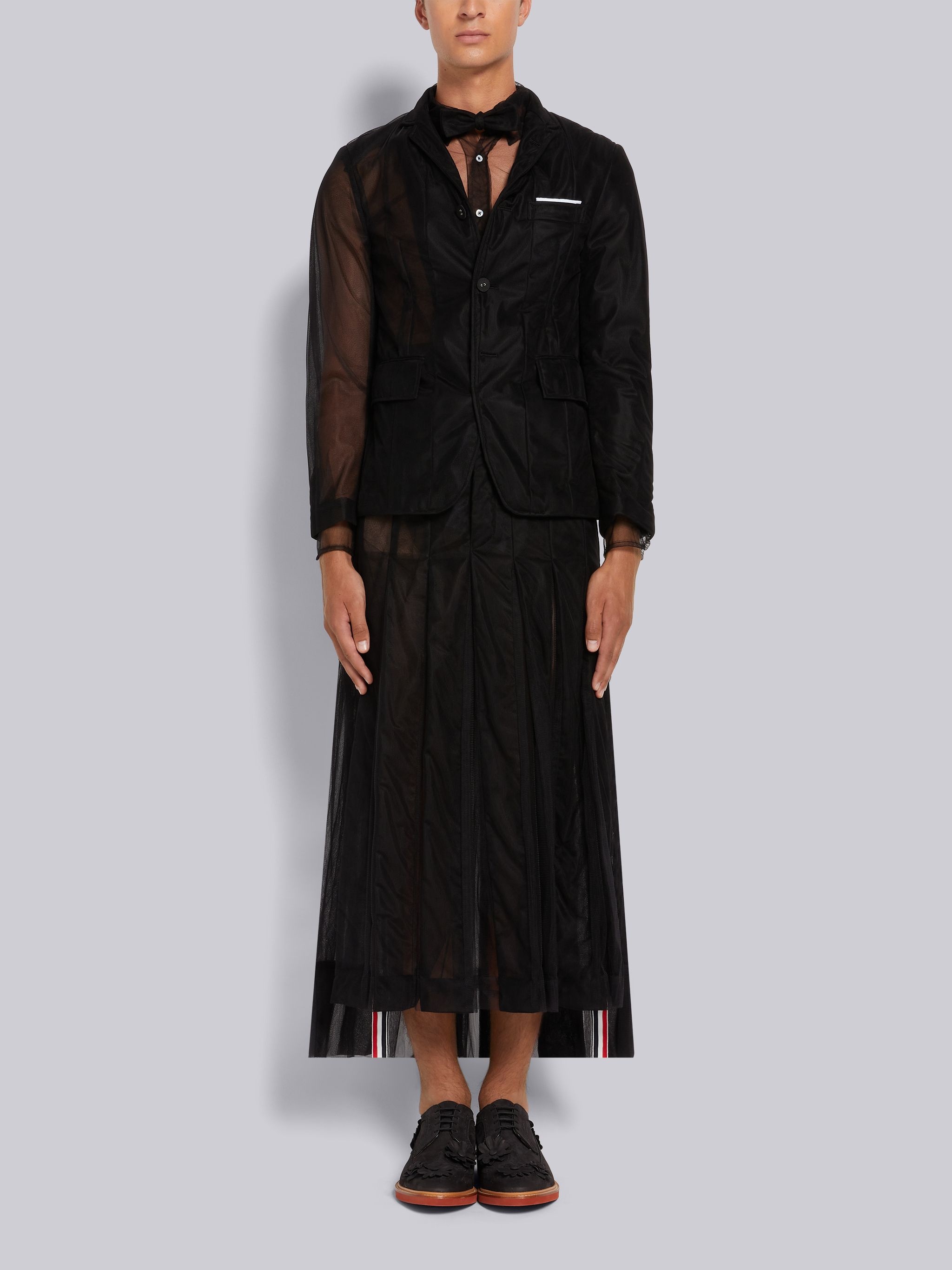 Black Soft Tulle 4-Bar Classic Fit Shirt - 5