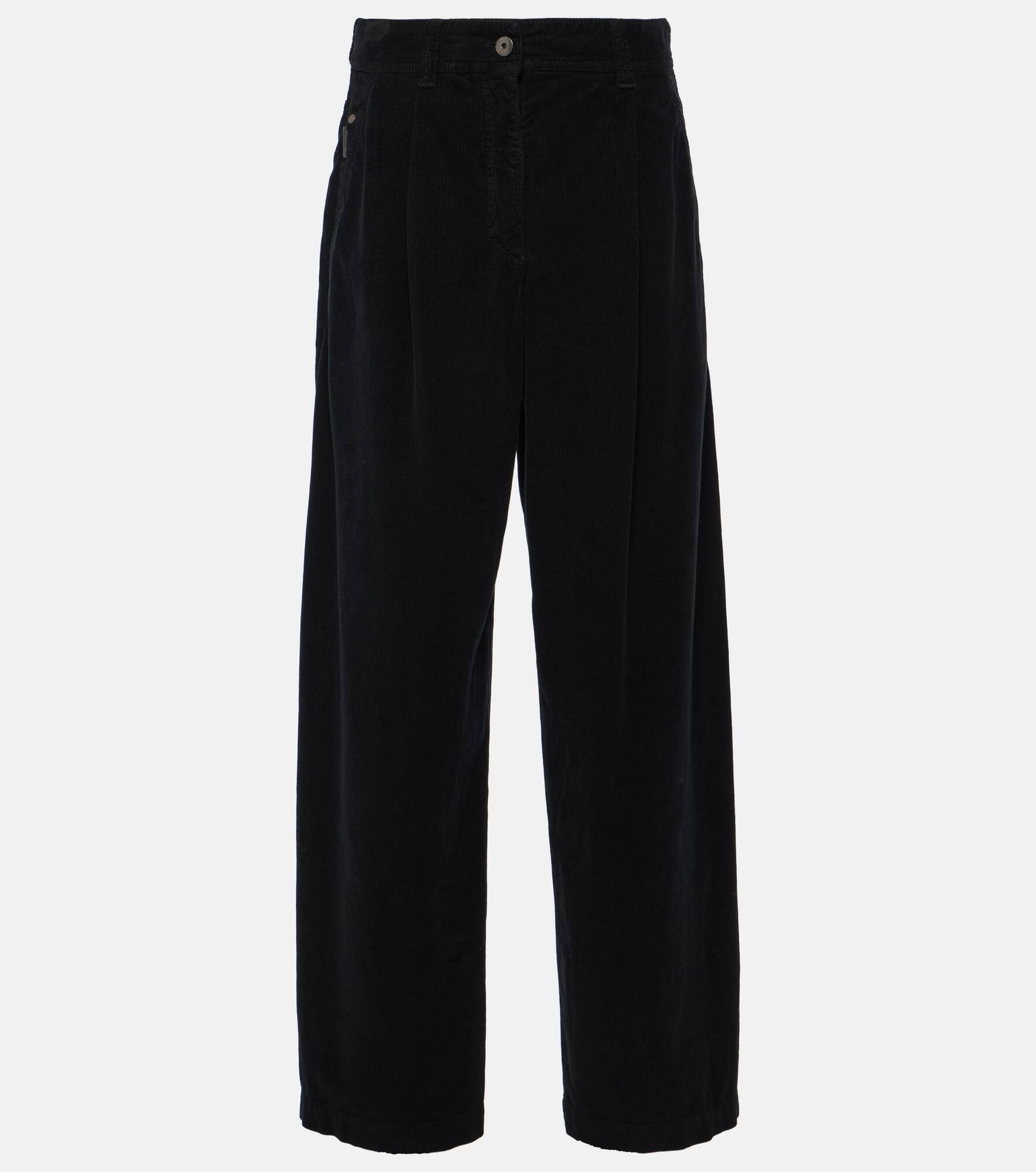 Cotton-blend velvet straight pants - 1