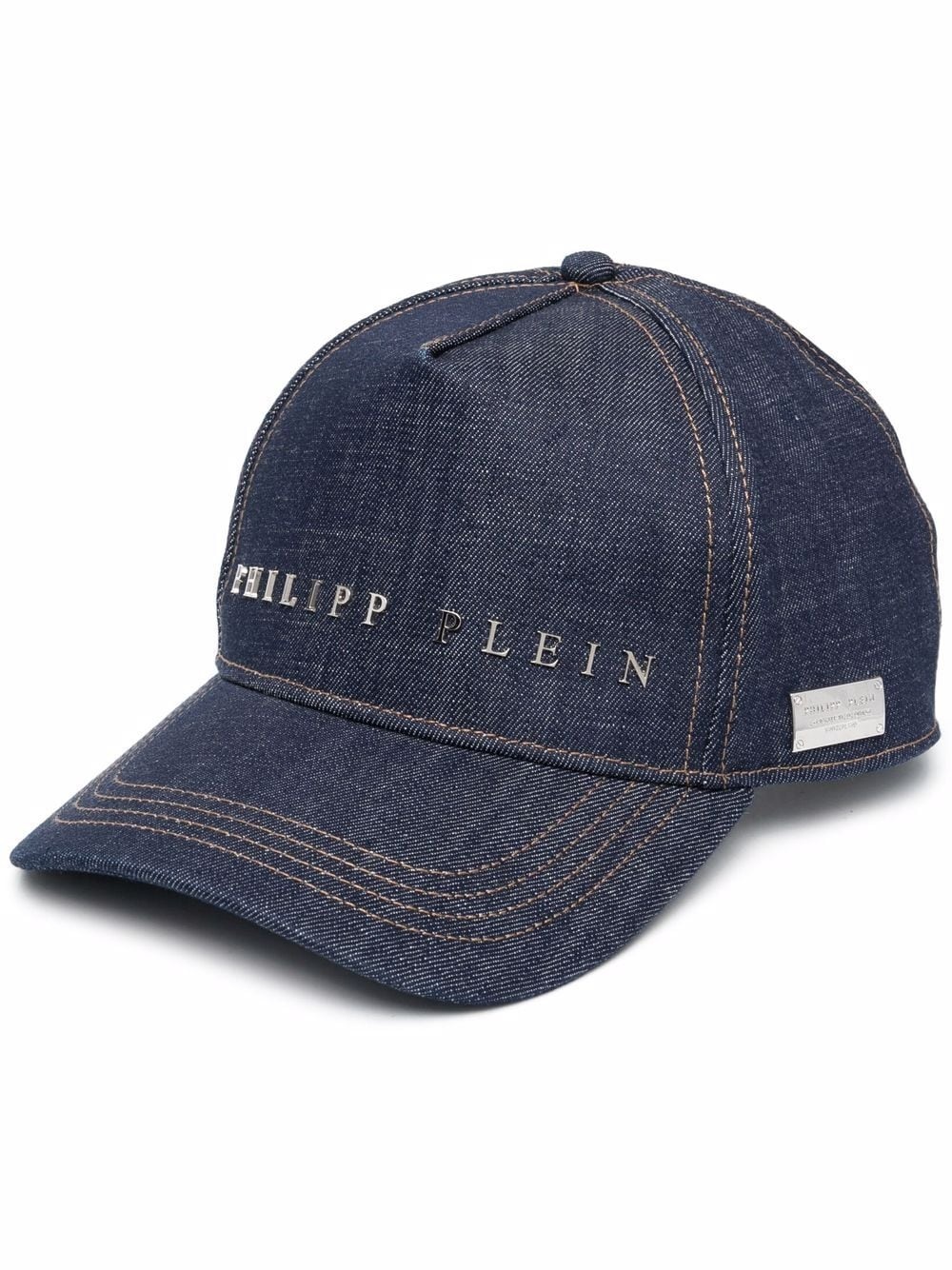 logo-plaque denim baseball cap - 1