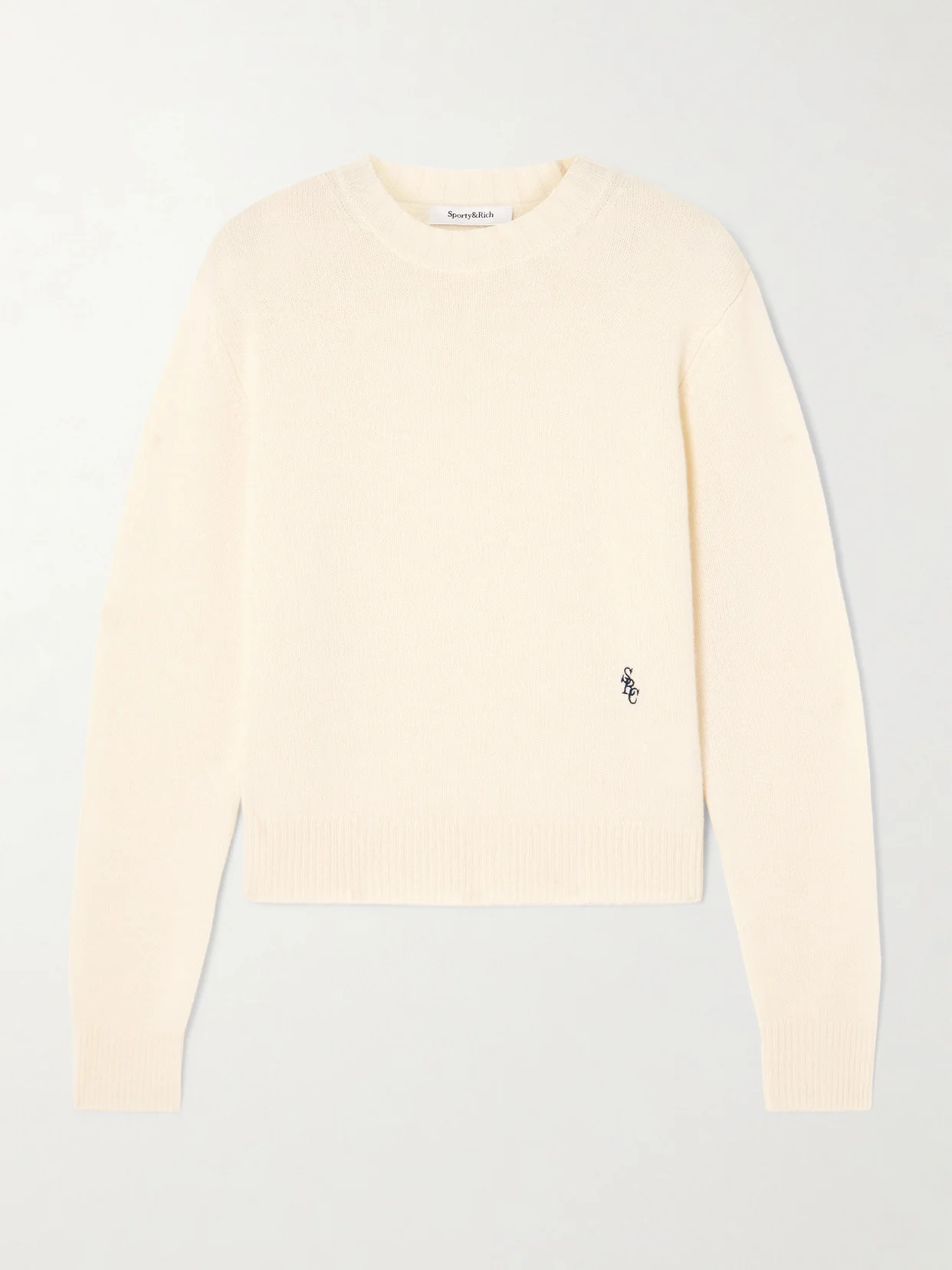 Src Cropped Embroidered Cashmere And Wool-blend Sweater - 1