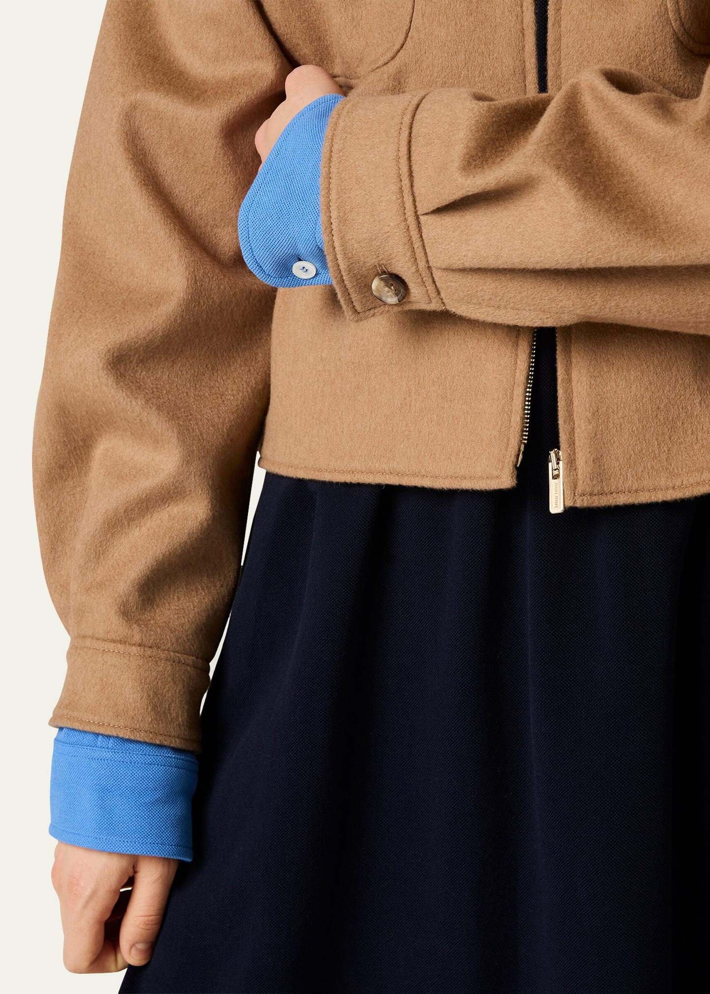 Boxy Cropped Camel Hair Jacket - 4