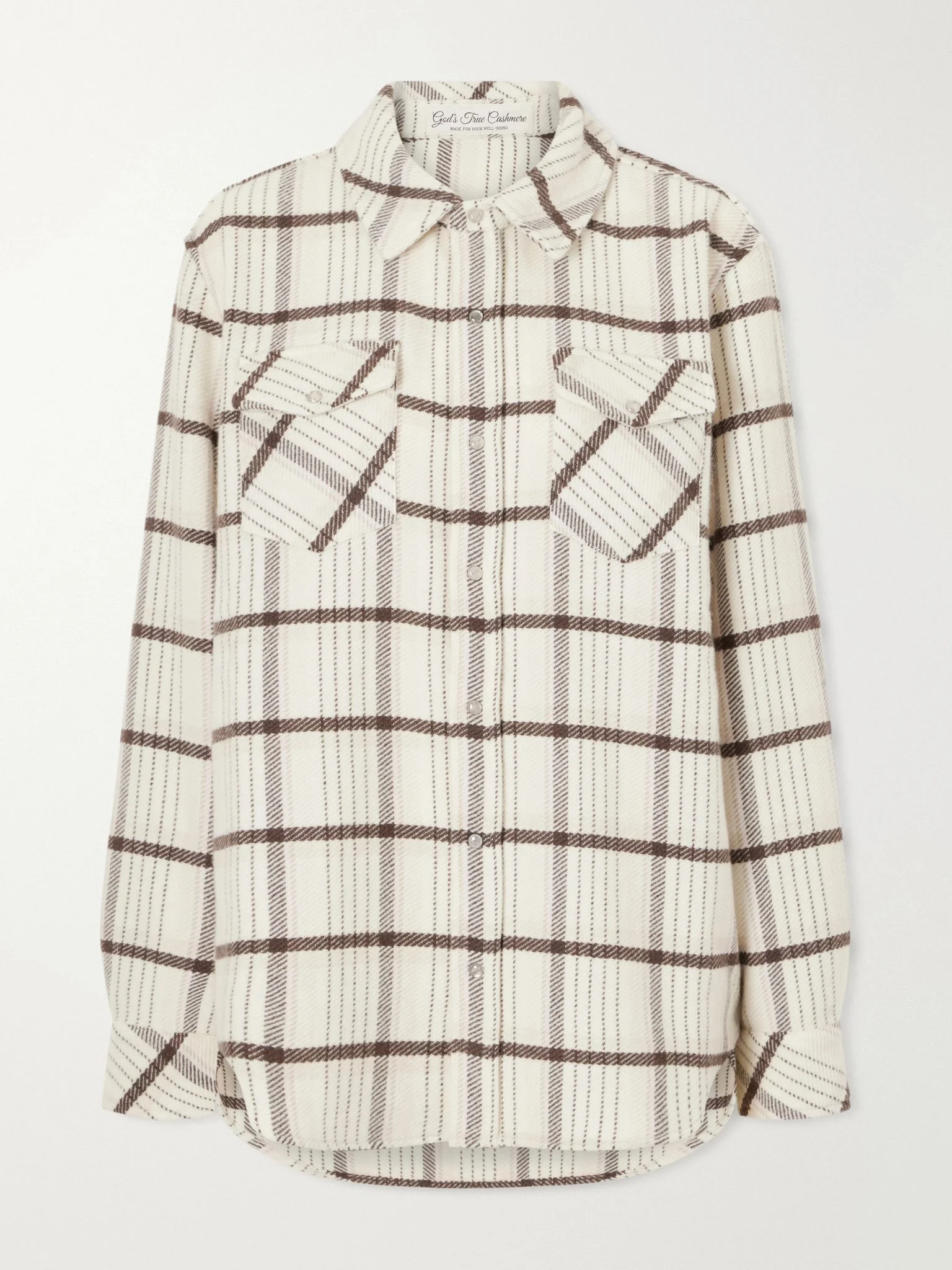 Checked cashmere shirt White - 1