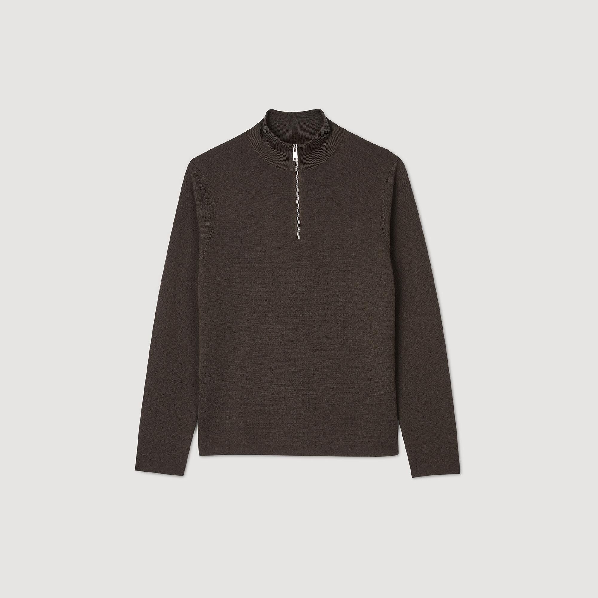 WOOL SWEATER WITH ZIPPED COLLAR - 1