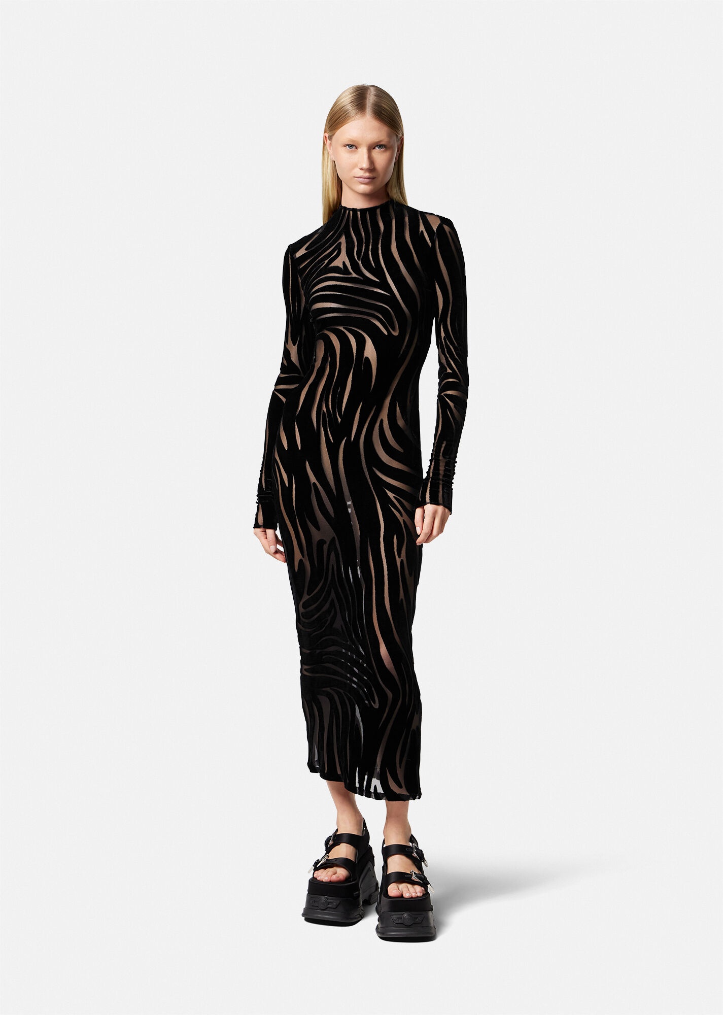 Zebra Velvet Midi Dress - 3