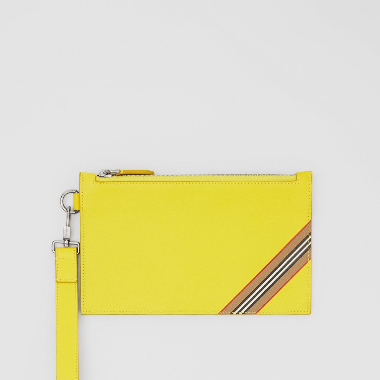 Icon Stripe Print Grainy Leather Zip Pouch - 5