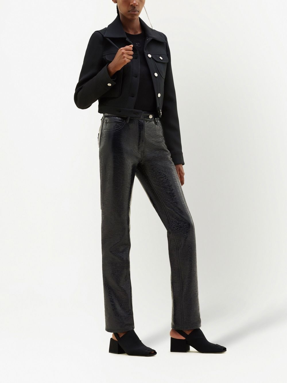 straight-leg vinyl trousers - 3