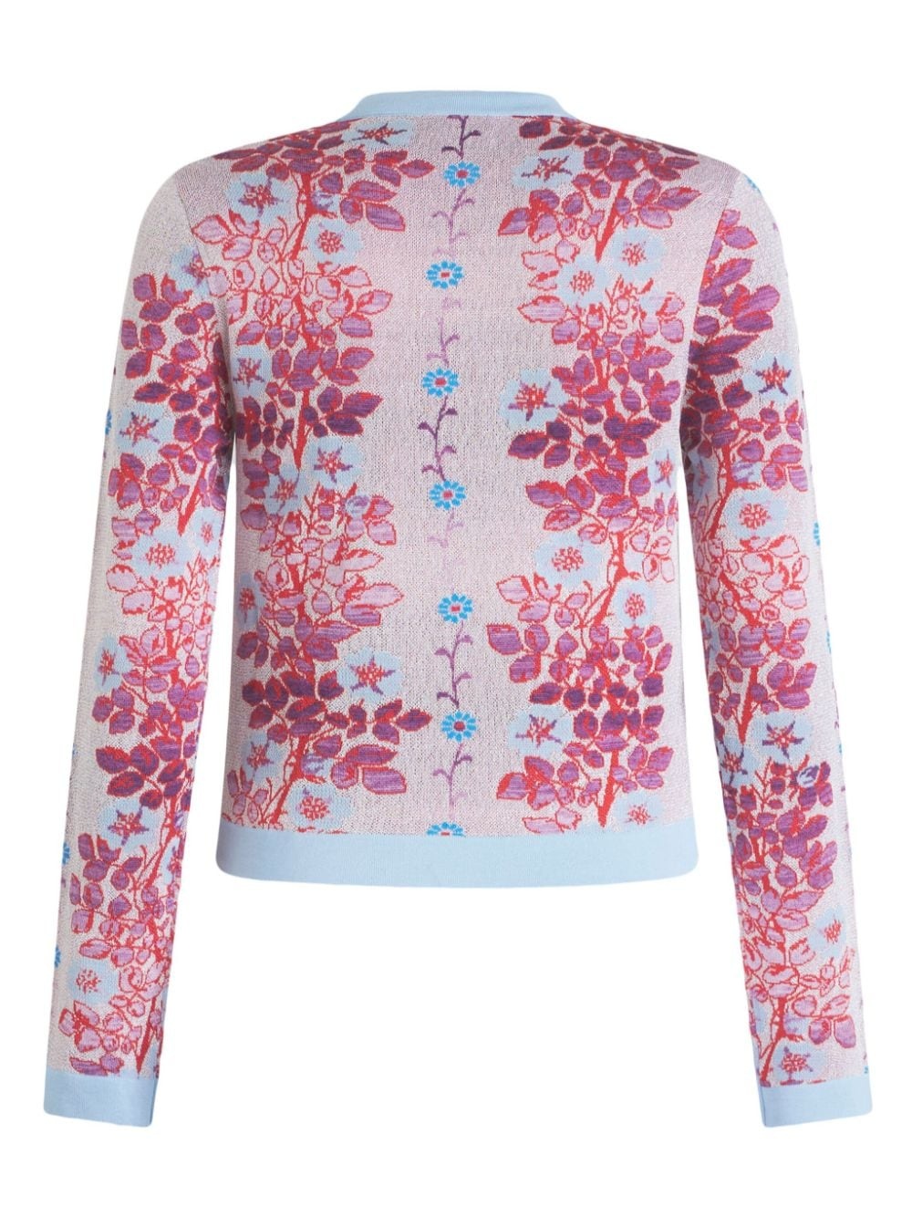floral-jacquard crew-neck blouse - 7