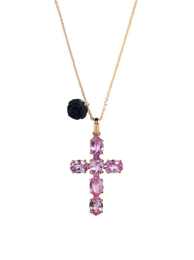 Dolce & Gabbana 18kt yellow gold sapphire cross charm necklace outlook