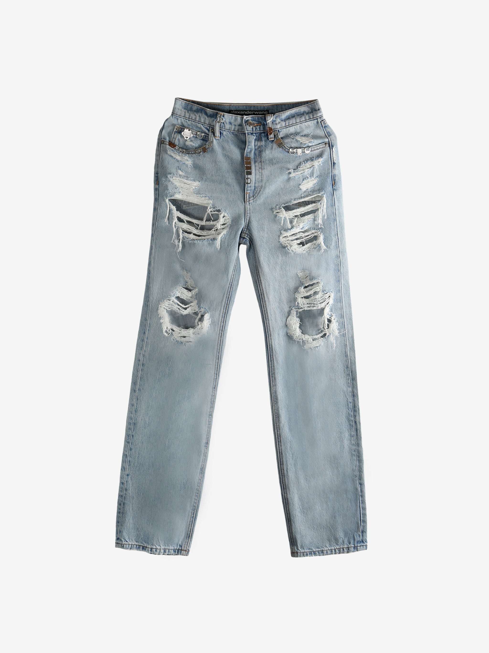 ALEXANDER WANG - Women Hardware Distressed Ez Mid Rise Jean - 4