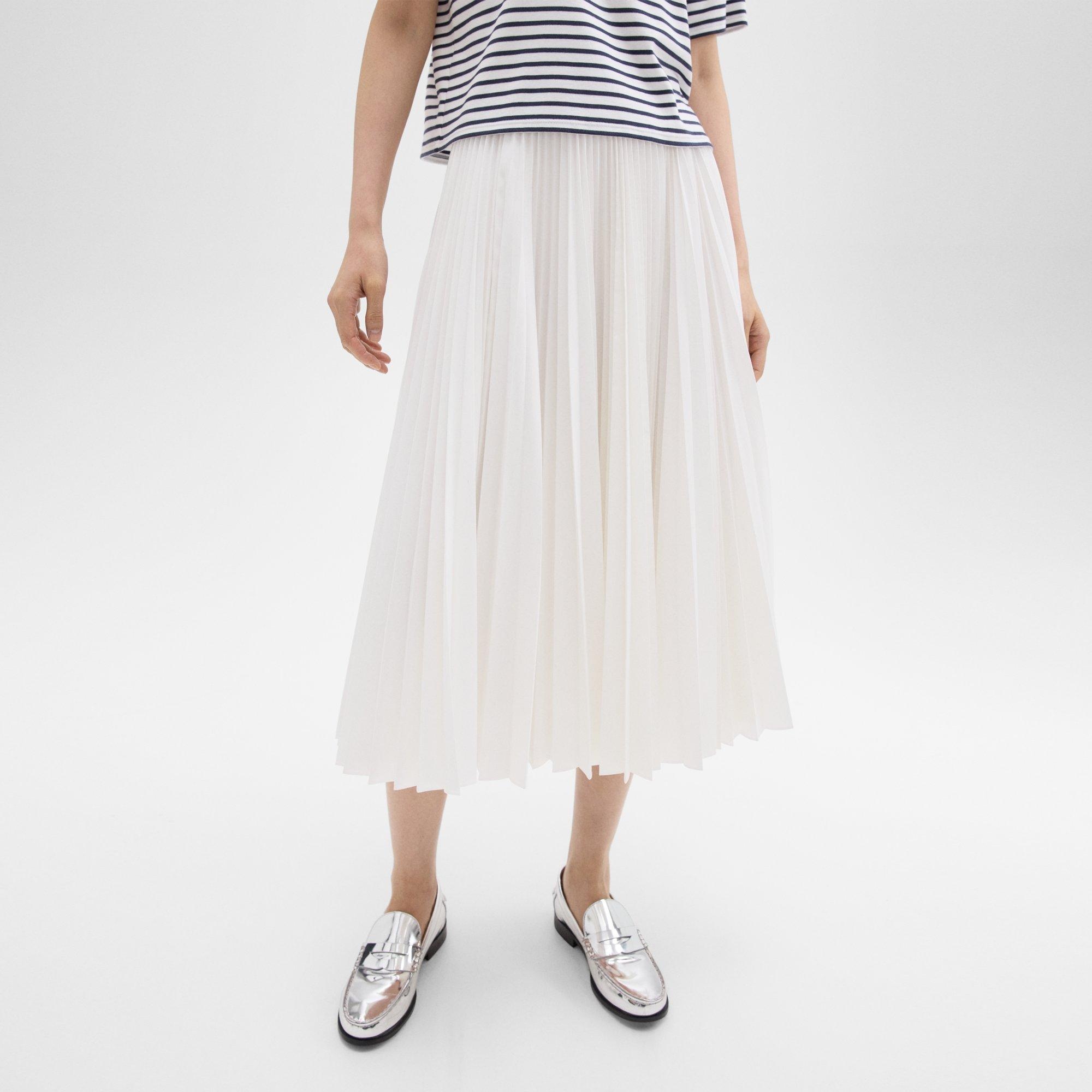 Pleated Midi Skirt in Sleek Poplin - 5
