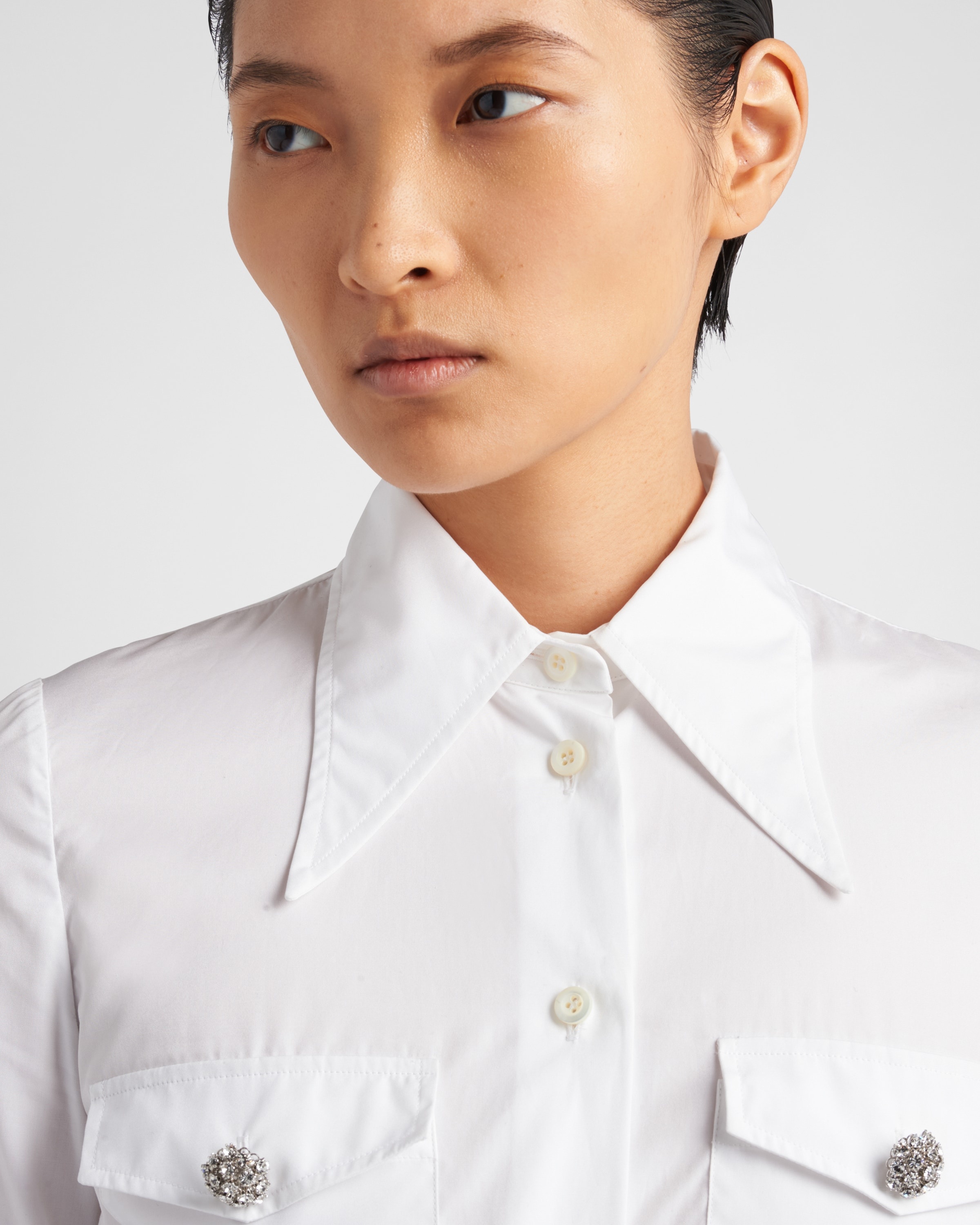 Poplin shirt with jewel buttons - 3
