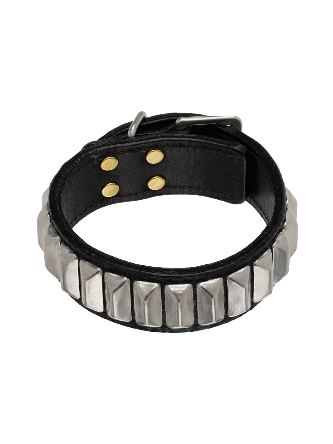 Black & Silver Leather Bracelet - 1