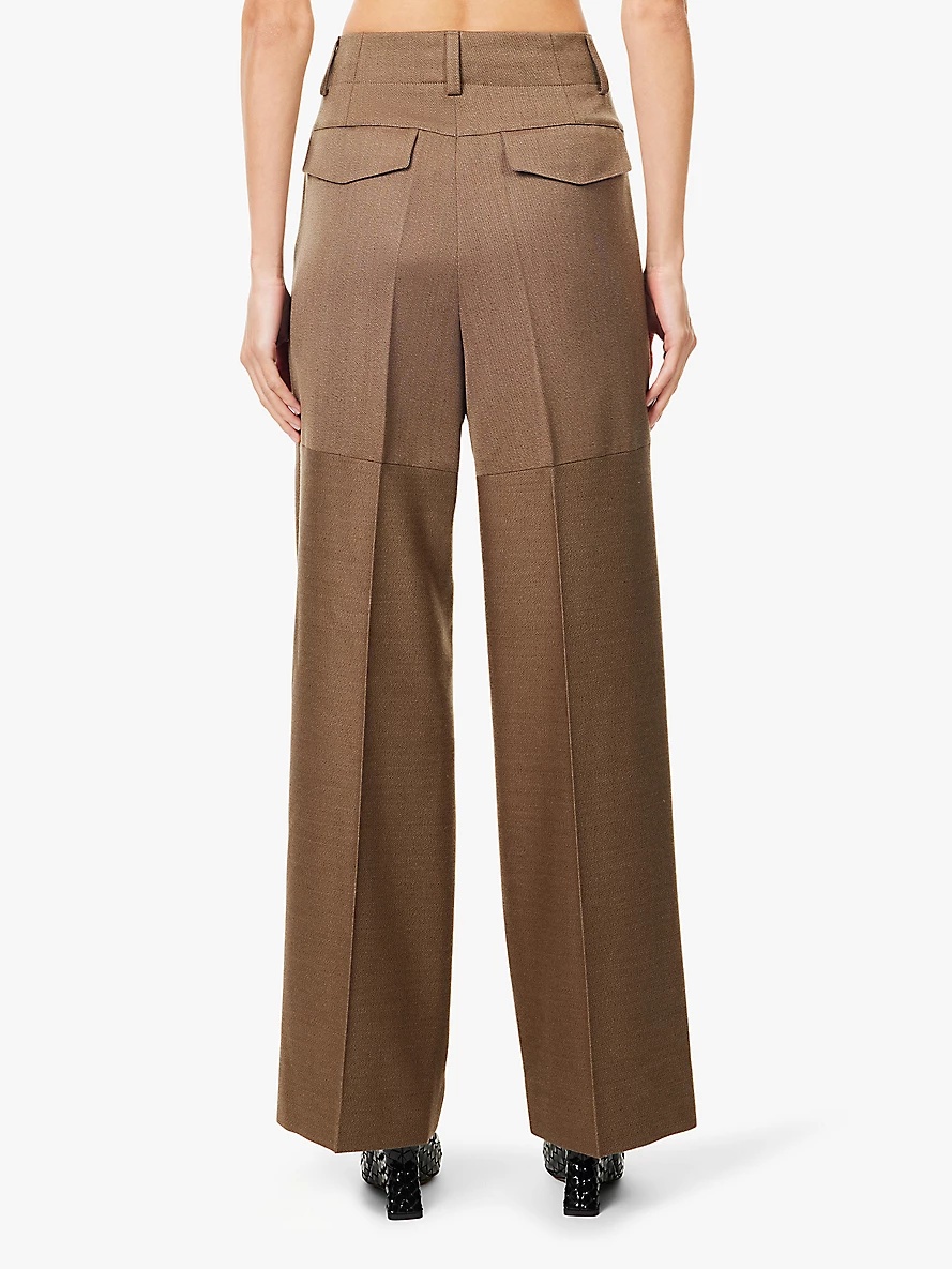 Front-pleat high-rise straight-leg wool trousers - 4