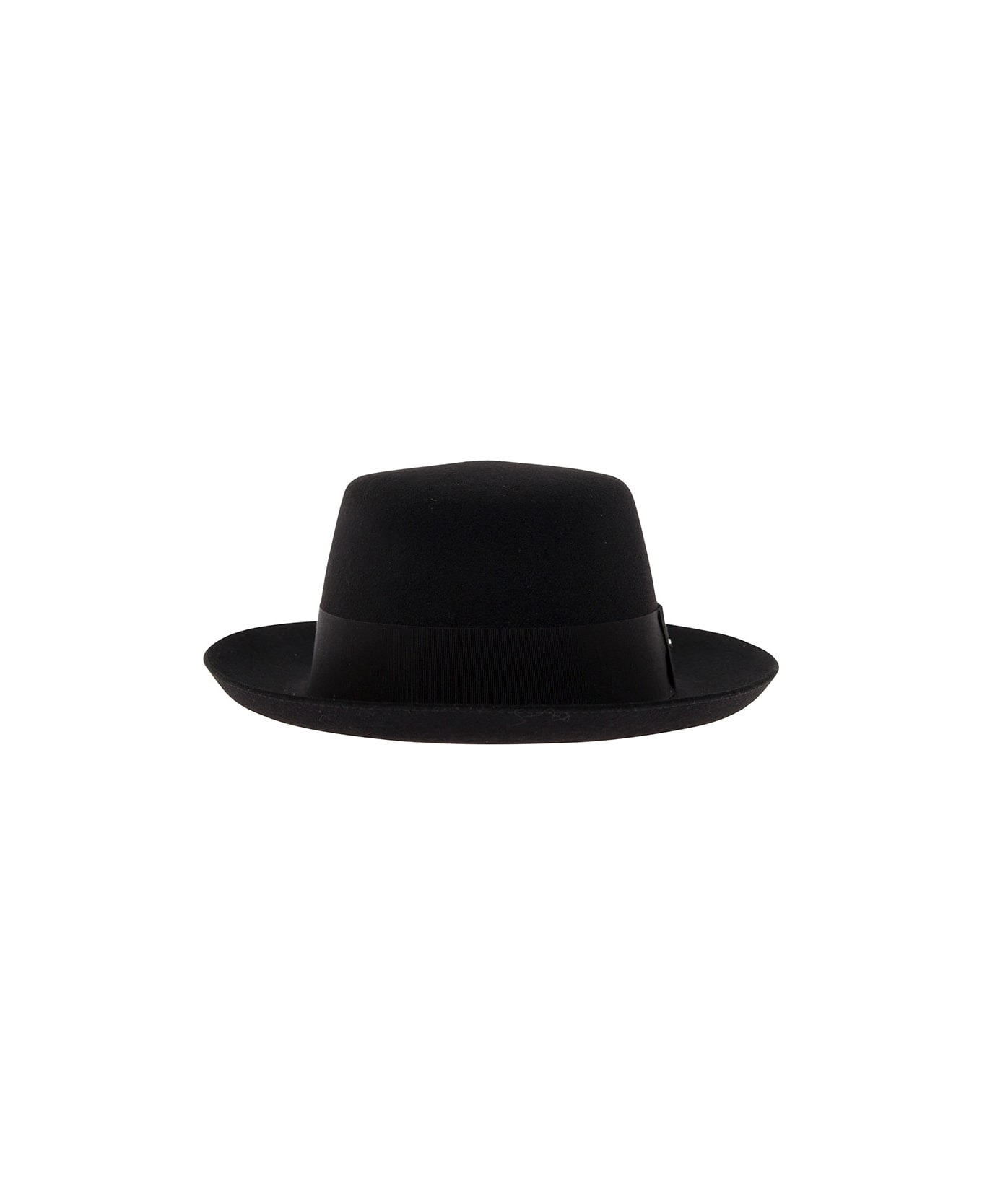 Black Fedora Hat With Logo Detail In Wool Blend Woman - 1