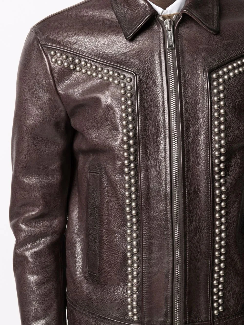 stud-embellished leather jacket - 5