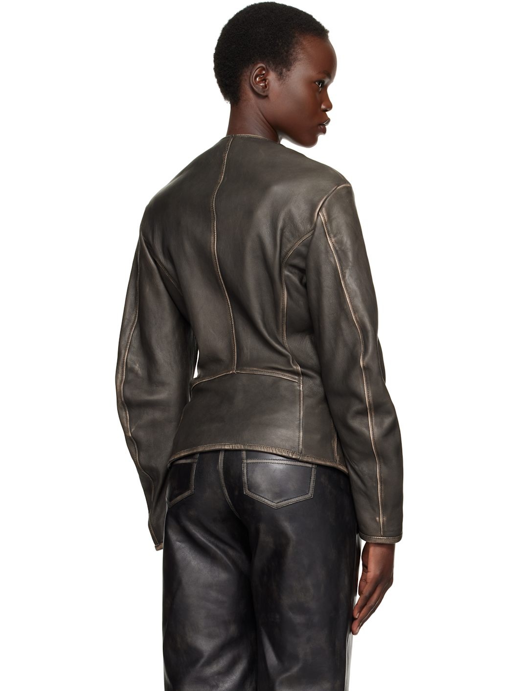 Black L-Emma Leather Jacket - 3