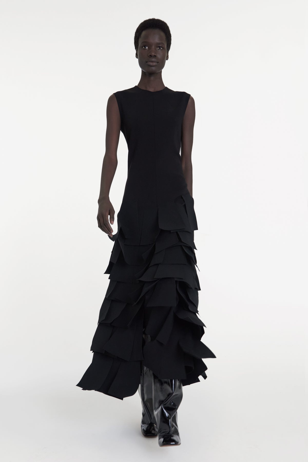 SLEEVELESS DRESS WITH LASER CUT ELEMENTS BLACK - 10