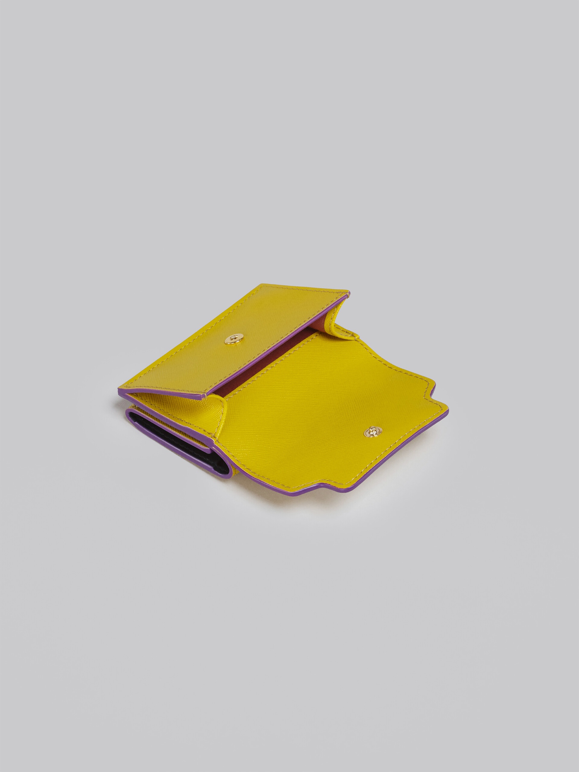 YELLOW SAFFIANO LEATHER TRI-FOLD WALLET - 5
