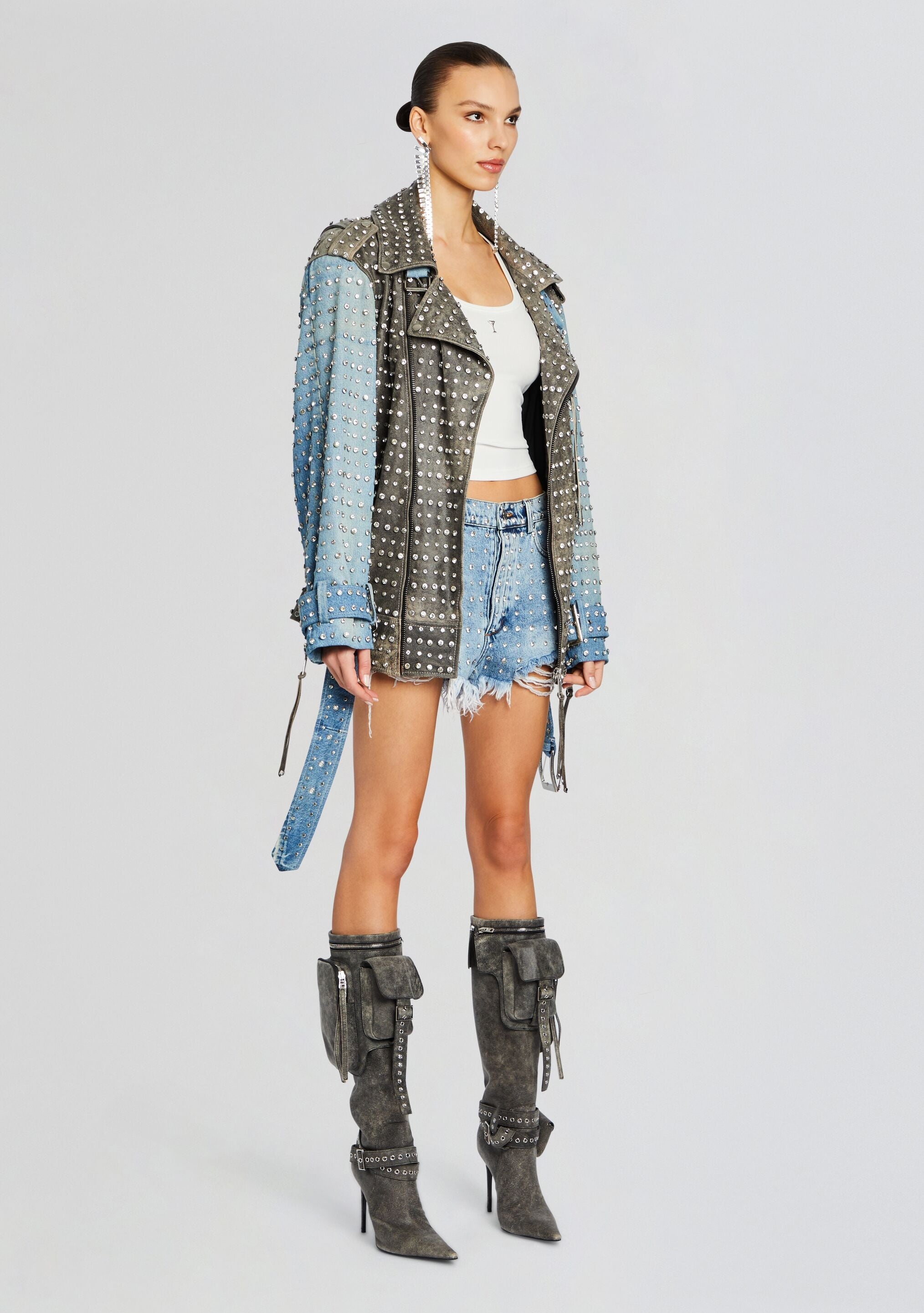 REBEL EMBELLISHED LEATHER JACKET - 3