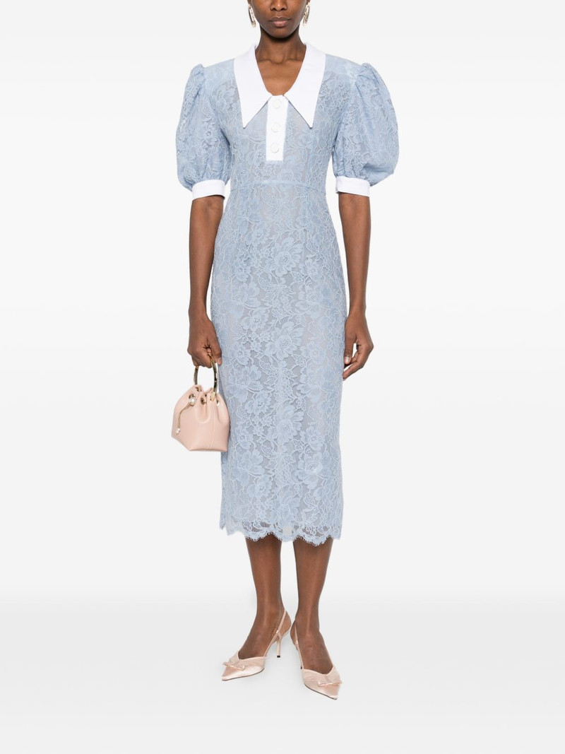 ROWEN ROSE puffy-sleeves lace midi dress outlook