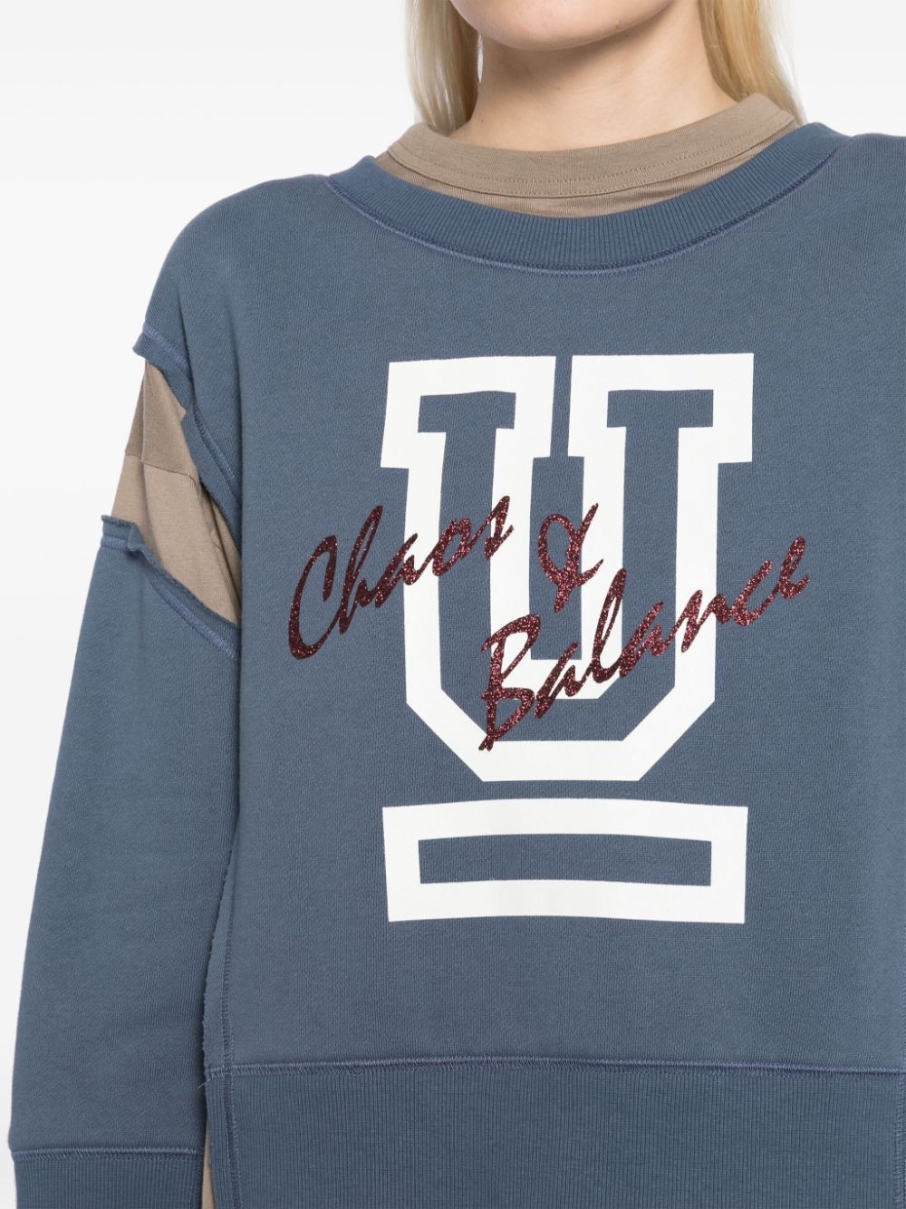 contrast-panel cotton sweatshirt - 5