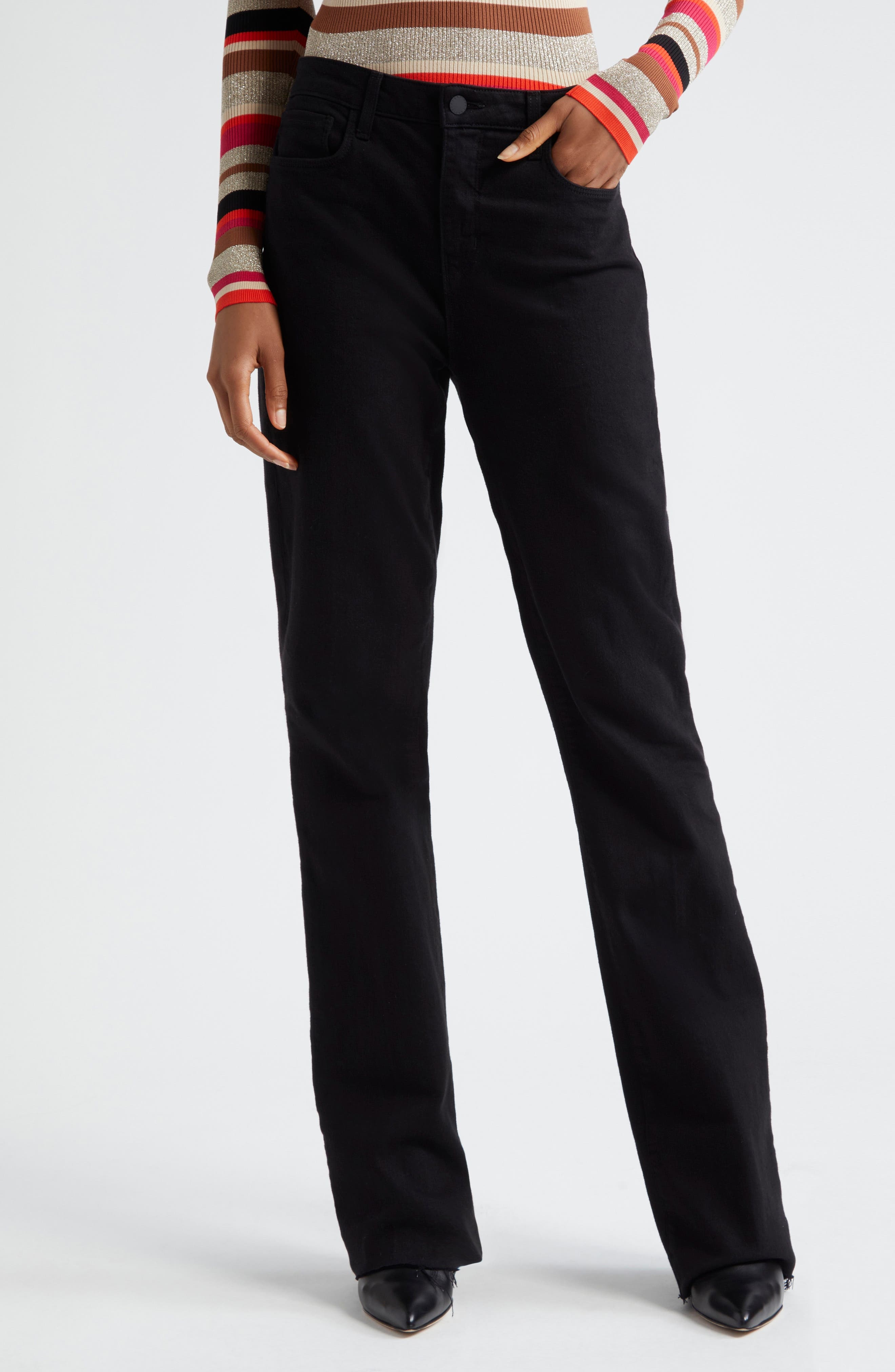 L'AGENCE Ruth High Rise Straight Leg Jeans in Black at Nordstrom - 1