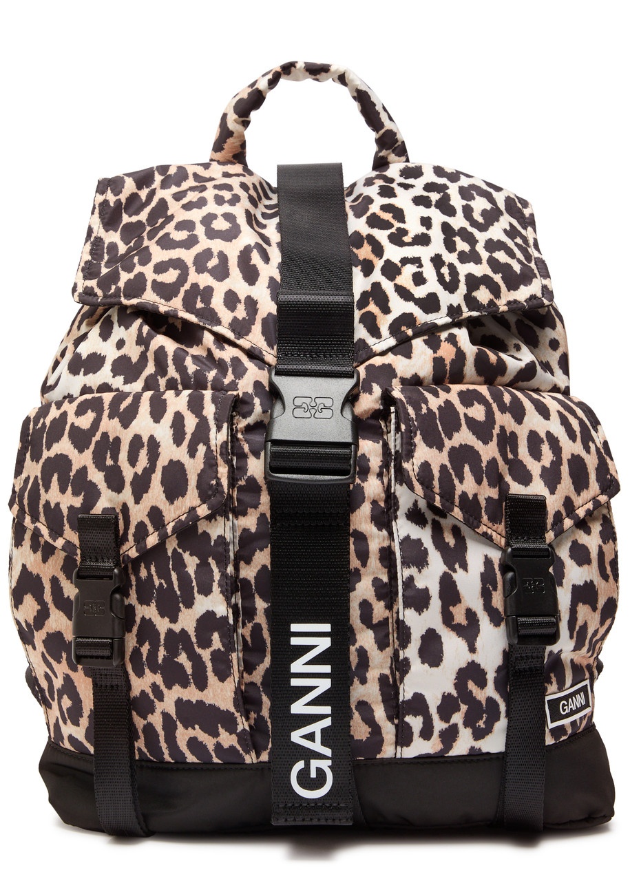 Ganni Leopard-print Nylon Backpack - 1