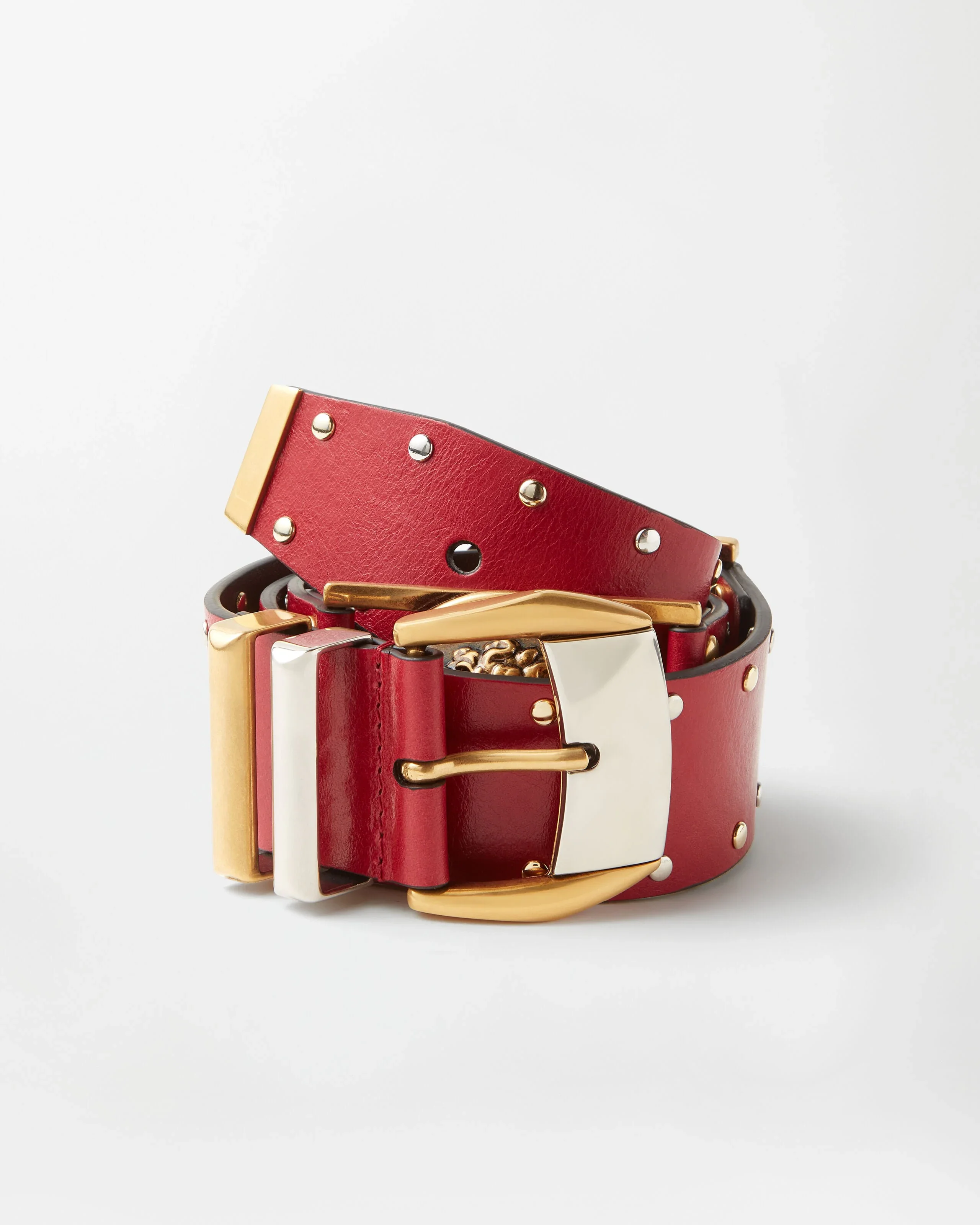 Studded Leather Belt 4 cm - 1