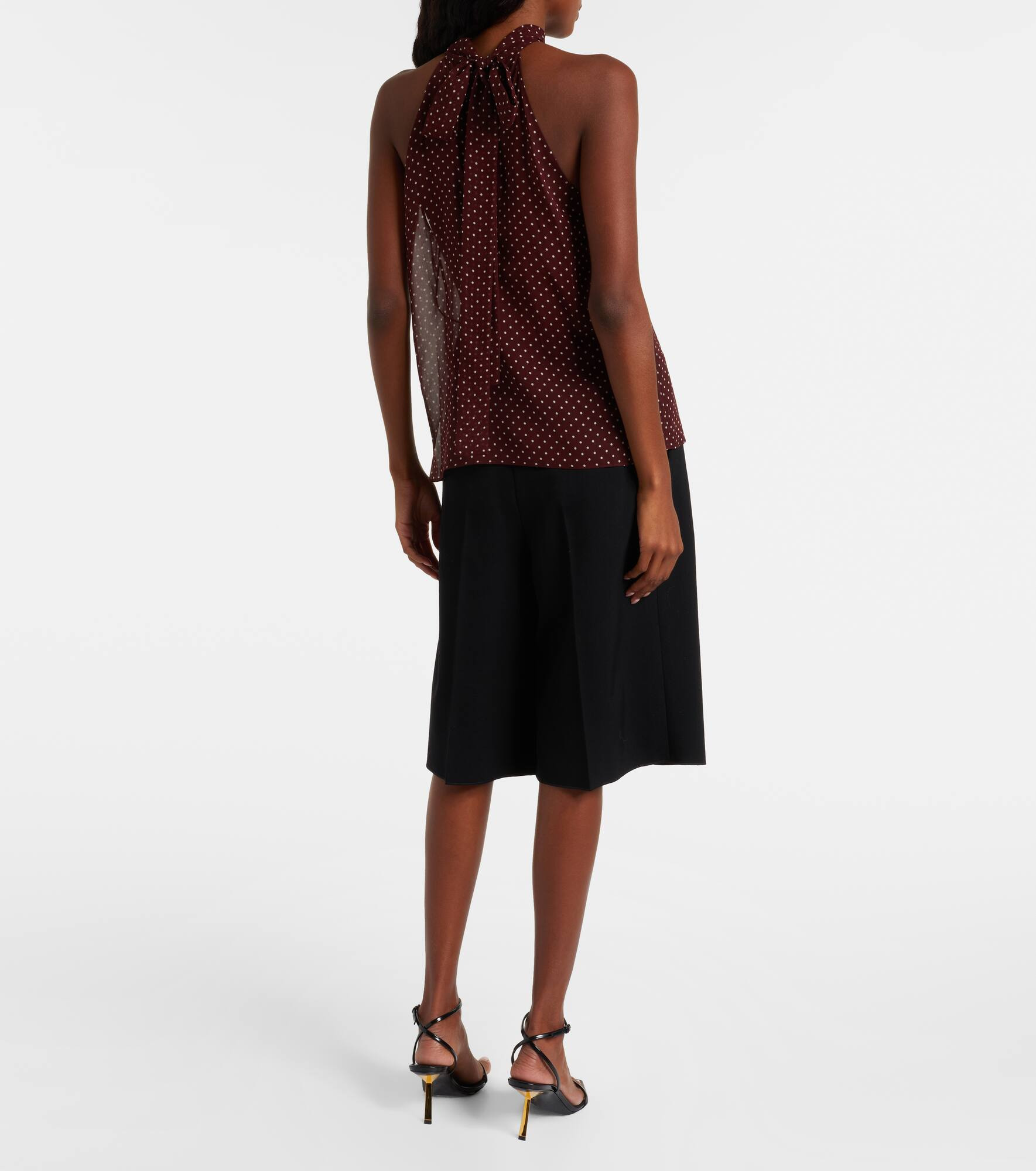 Alla polka-dot halterneck silk top - 3