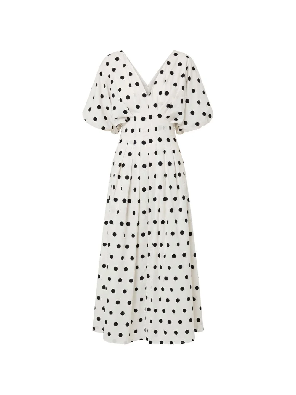 V-neck polka dot midi dress - 1