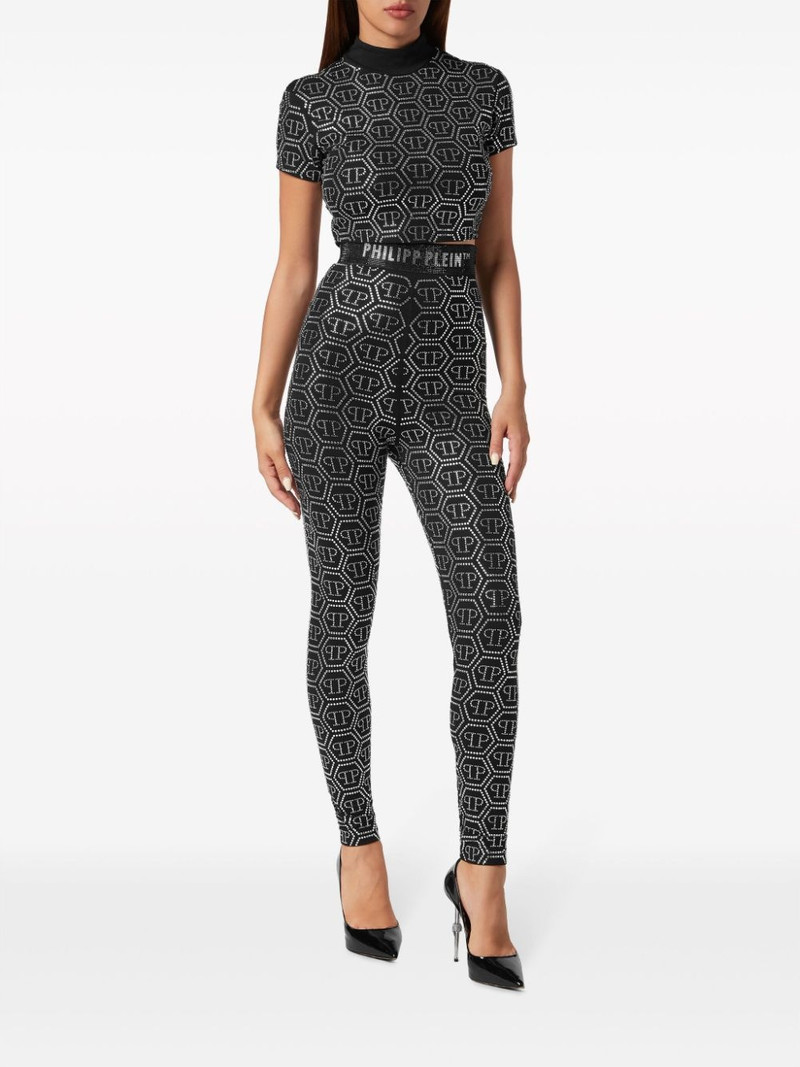 PHILIPP PLEIN monogram-embellished high-waist leggings outlook