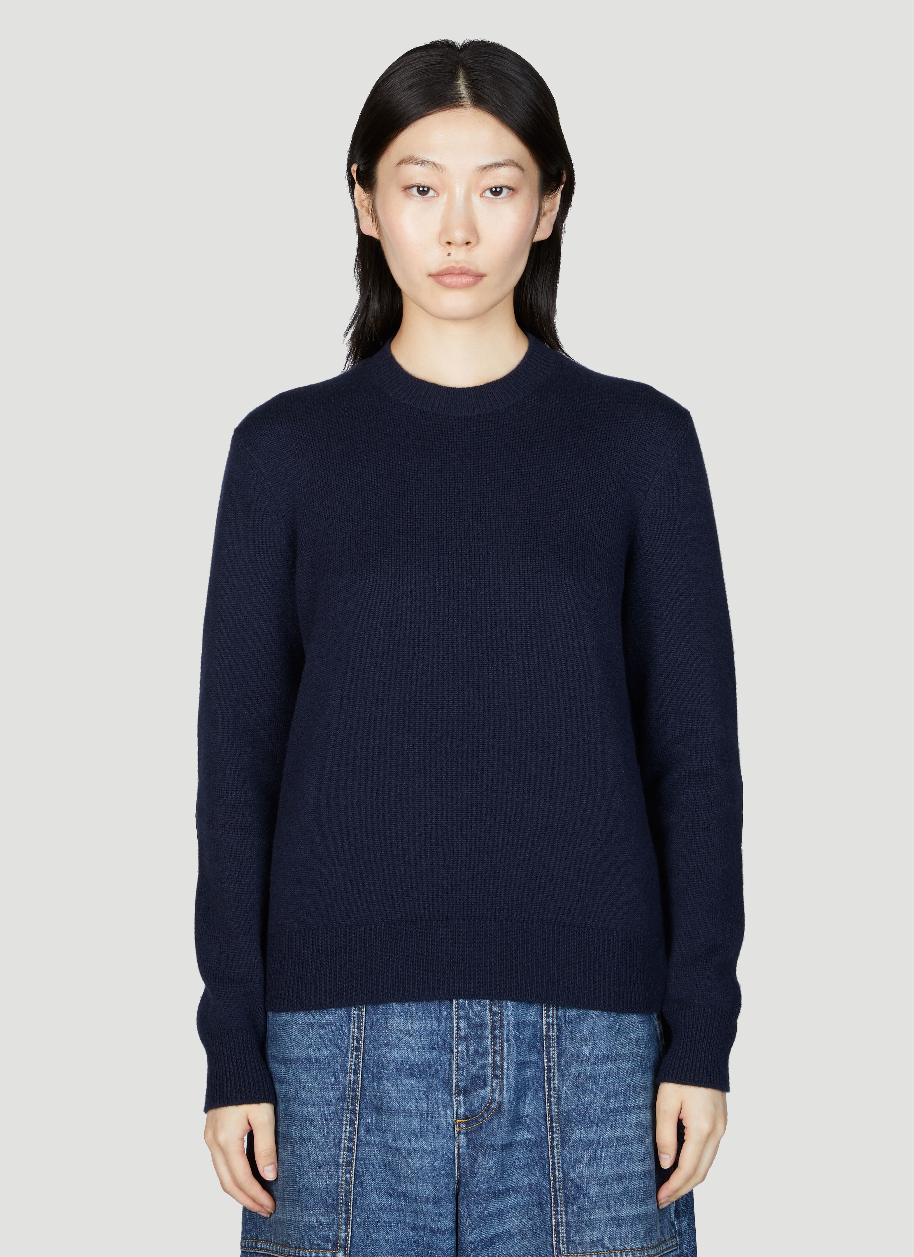 Leather Elbows Cashmere Sweater - 1