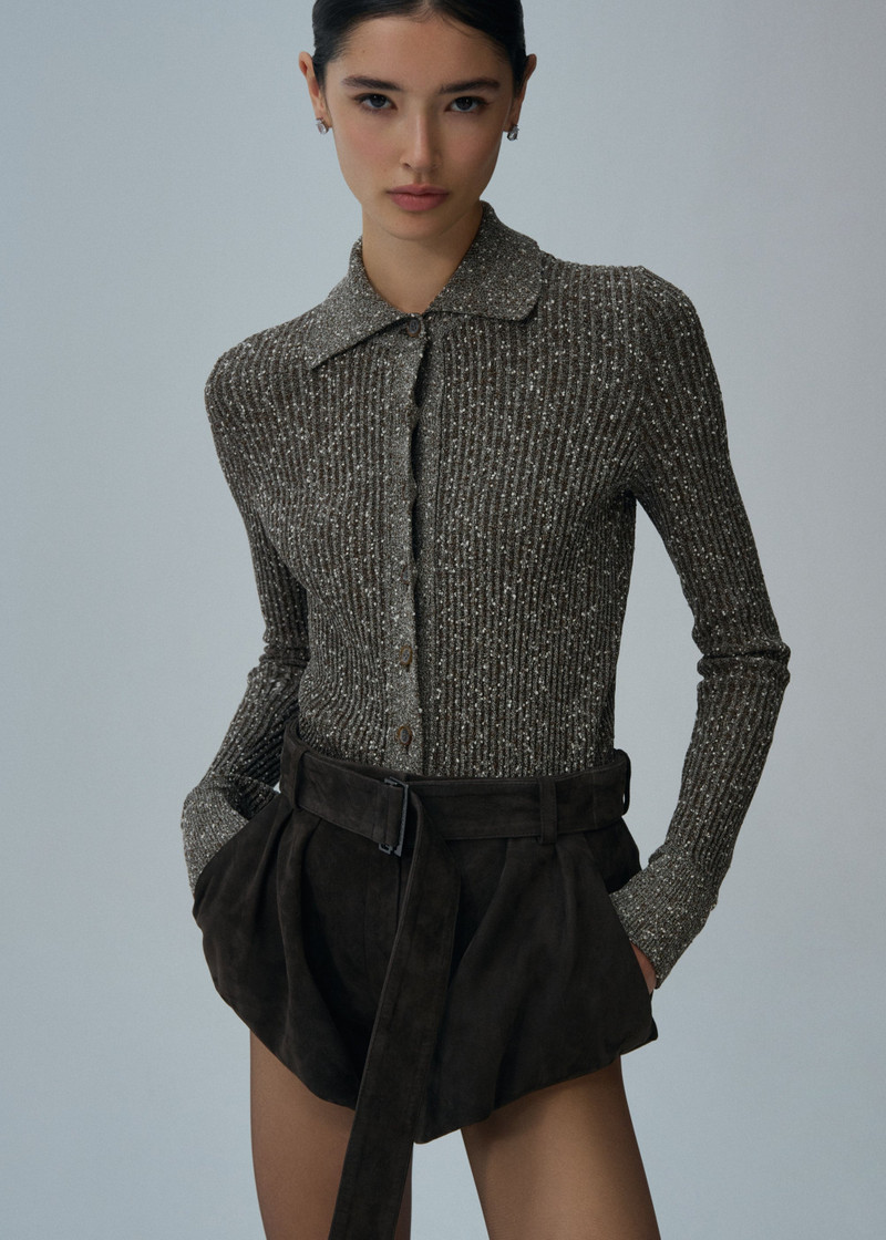 MAGDA BUTRYM Button up knitwear cardigan in brown outlook